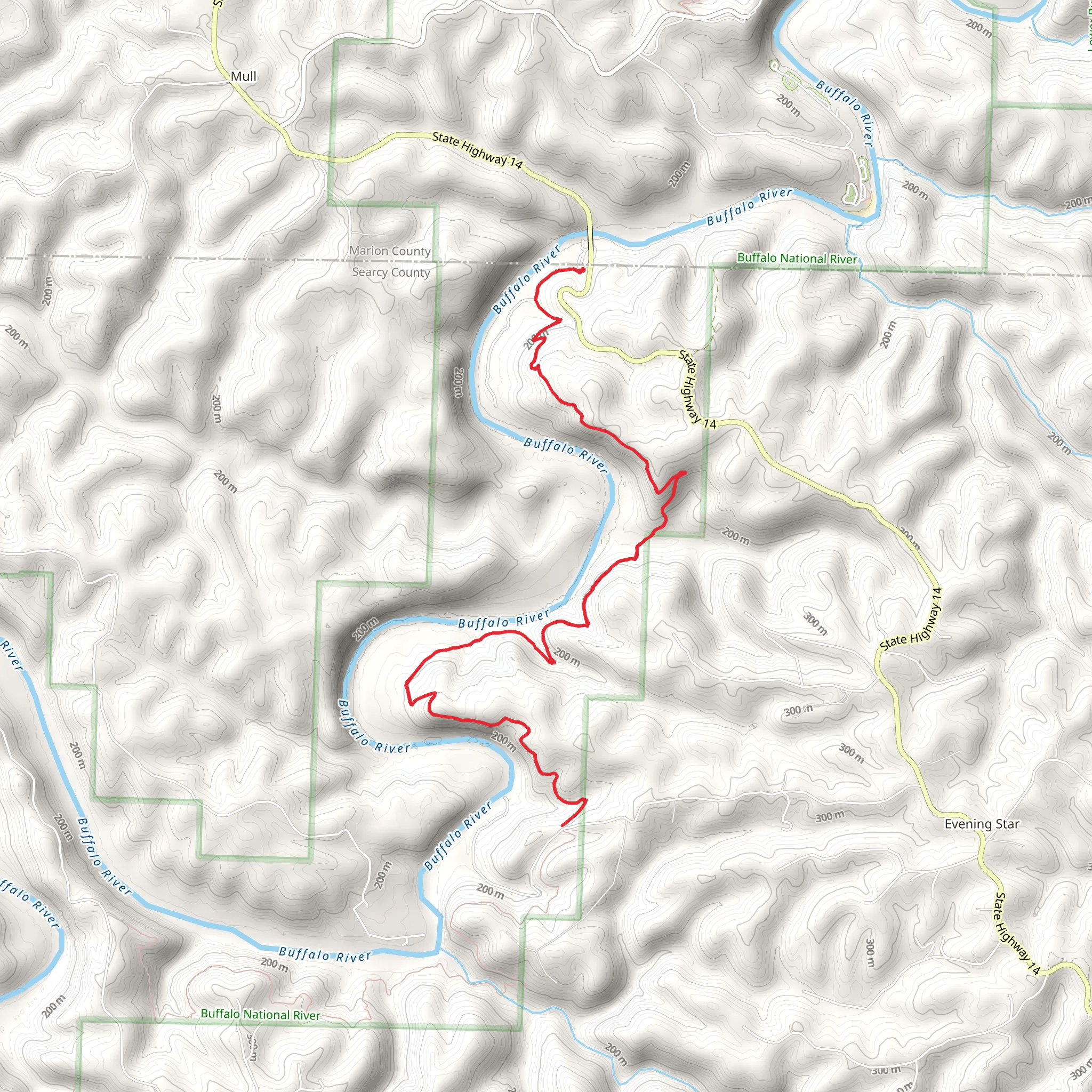 Buffalo River Trail - Short mobile static map