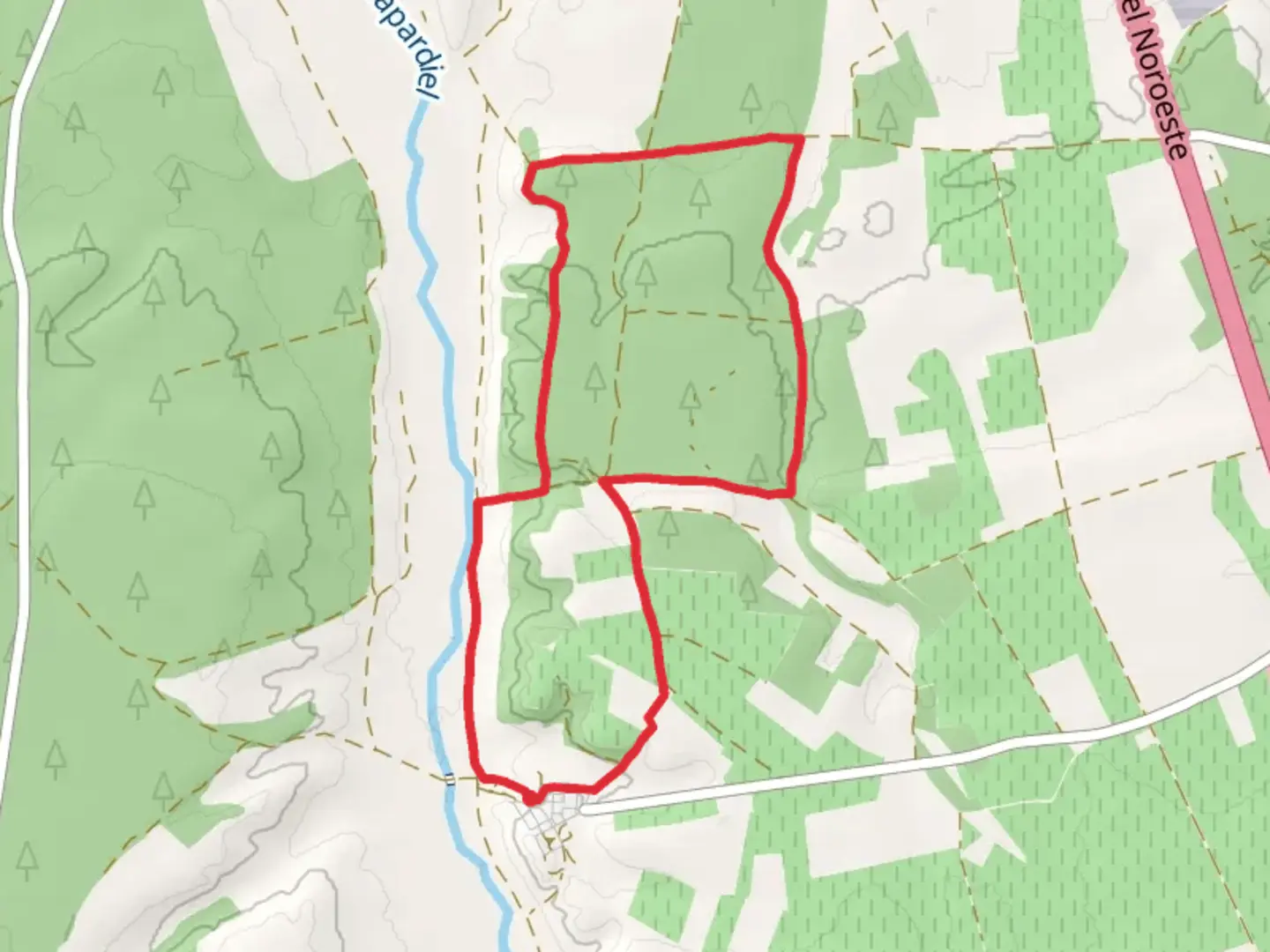 An image depicting the trail Foncastín Cork Oak Trail PR VA 36 and its surrounding area.