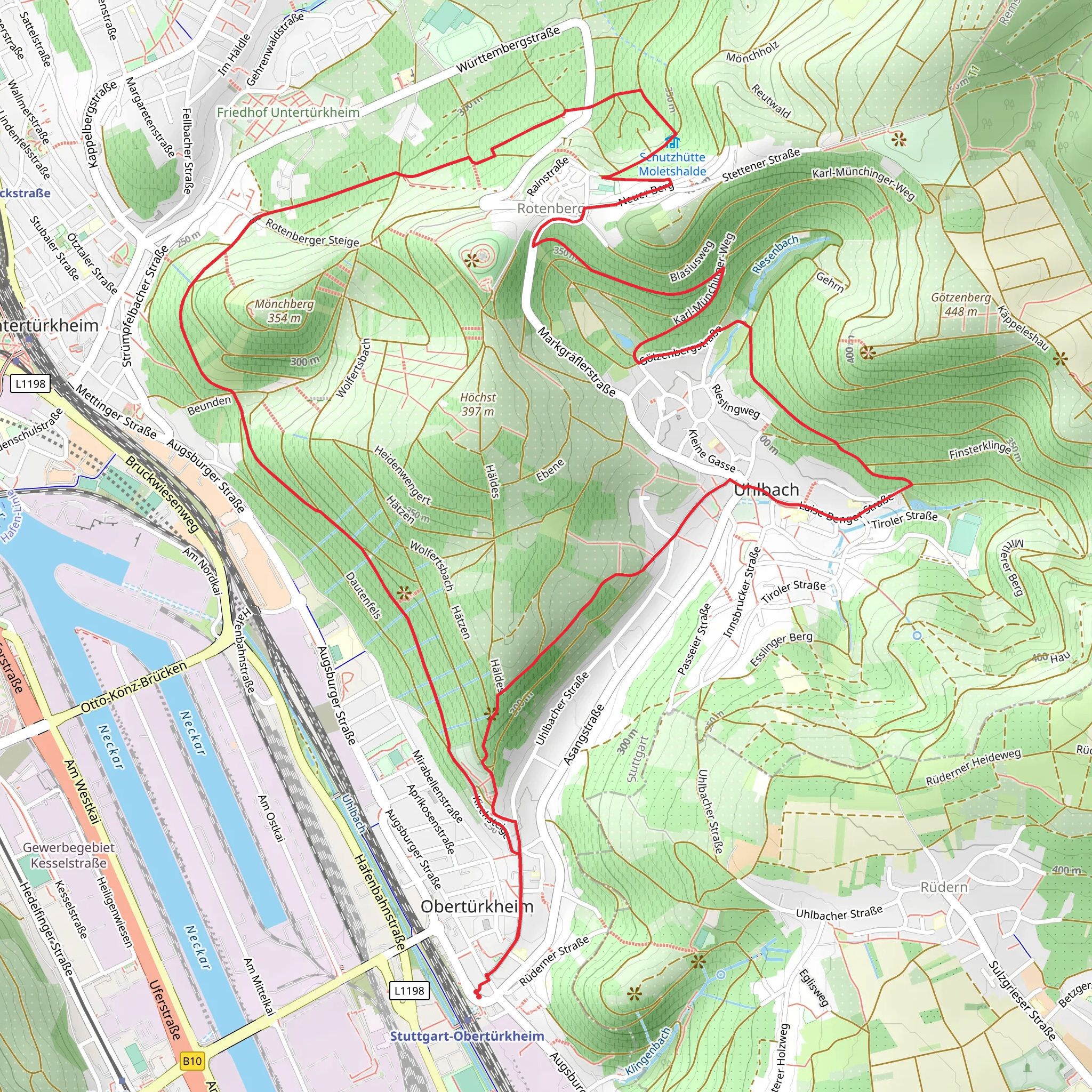 Stuttgart-Obertürkheim Loop mobile static map
