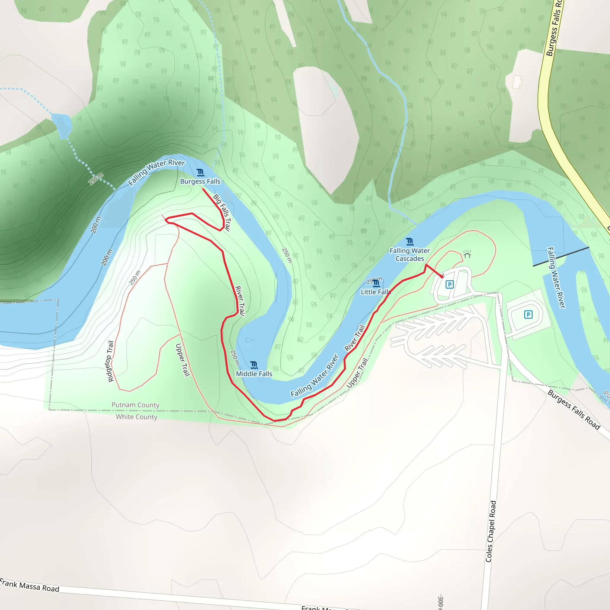 Burgess Falls Lake mobile static map