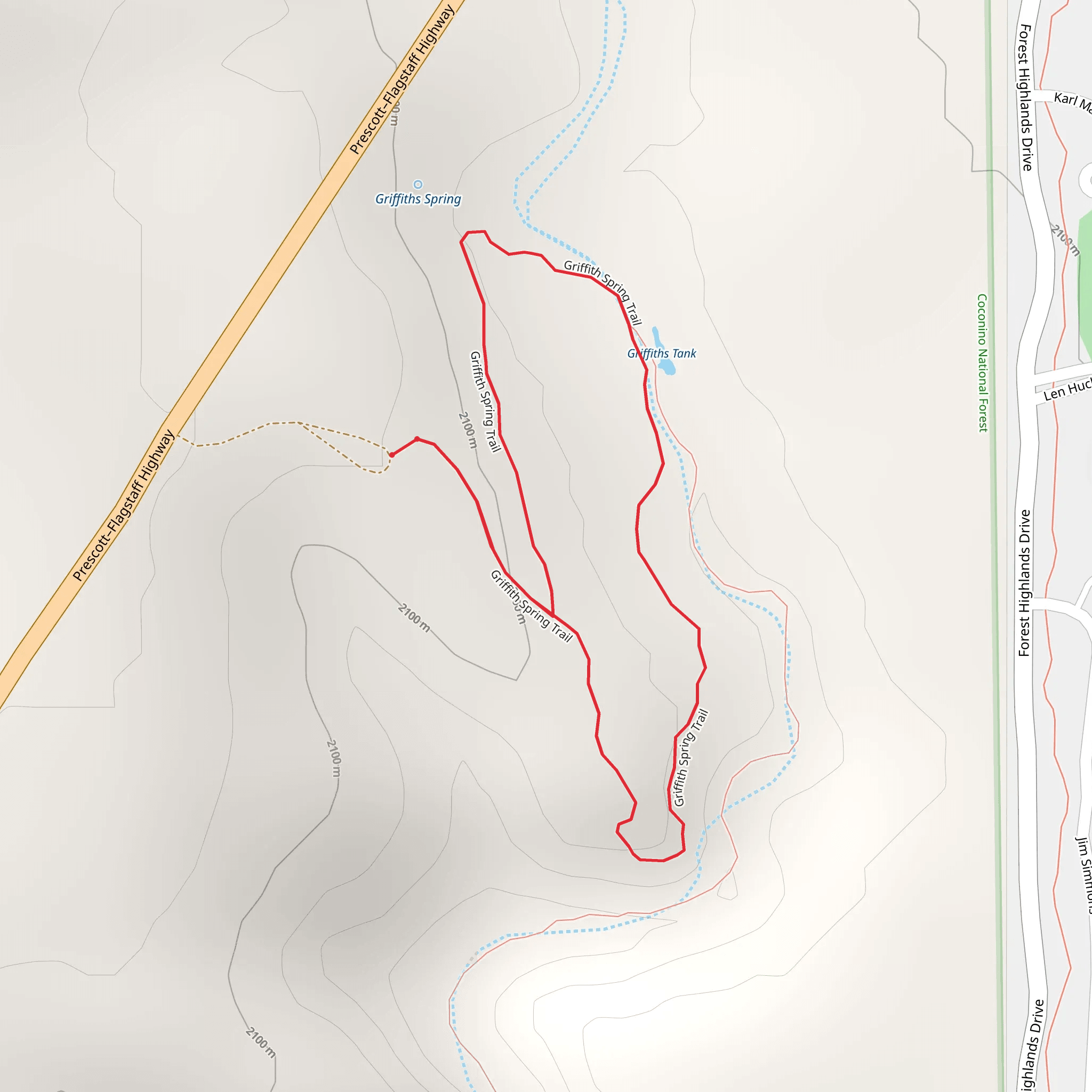 Griffith Spring Trail mobile static map