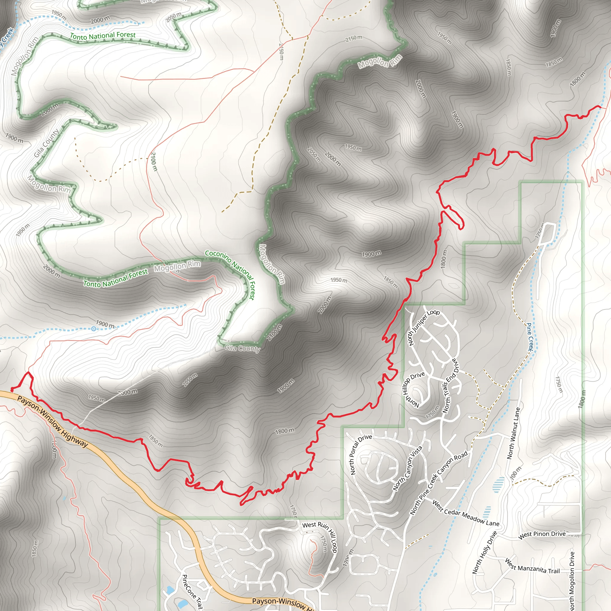 Pine Canyon Creek Trail mobile static map