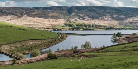 An image depicting the trail Torside Clough - Shelf Moor - Bleaklow - Black Clough and Longdendale and its surrounding area.