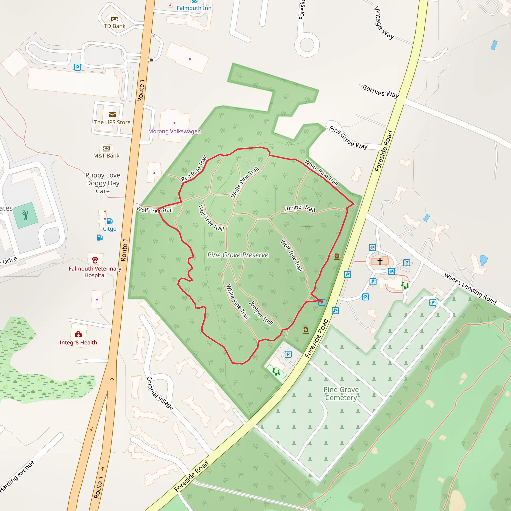 Pine Grove Preserve from Foreside Road mobile static map