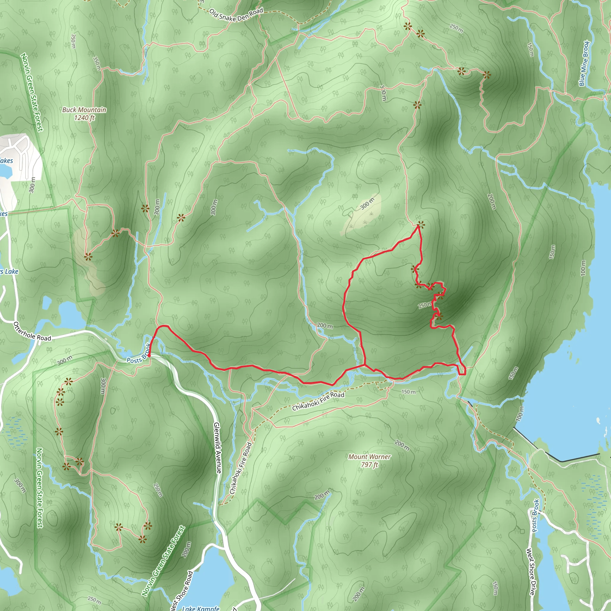 Hewitt - Butler - Carris Hill Loop Trail mobile static map
