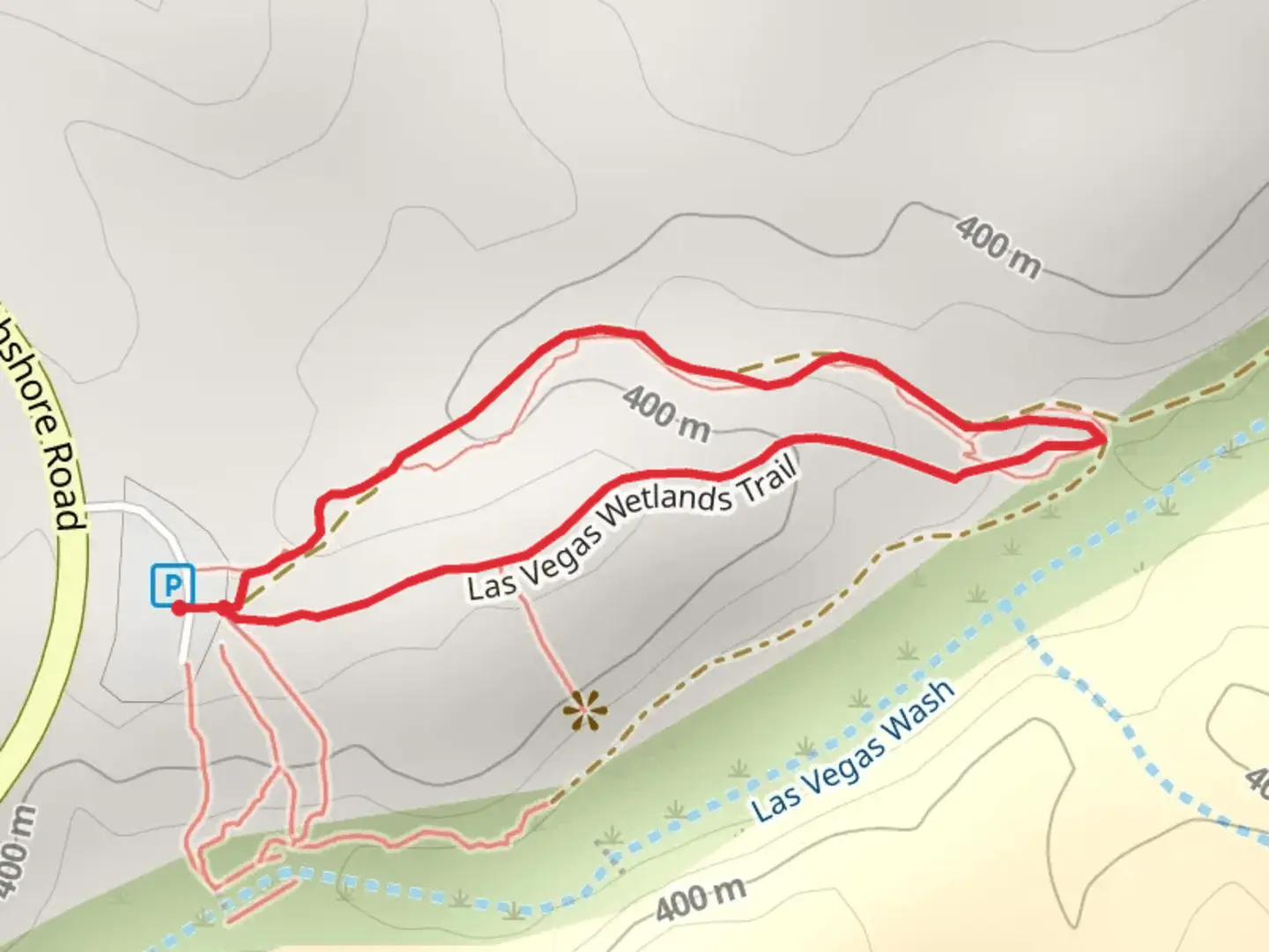 An image depicting the trail Las Vegas Wetlands Loop Trail and its surrounding area.