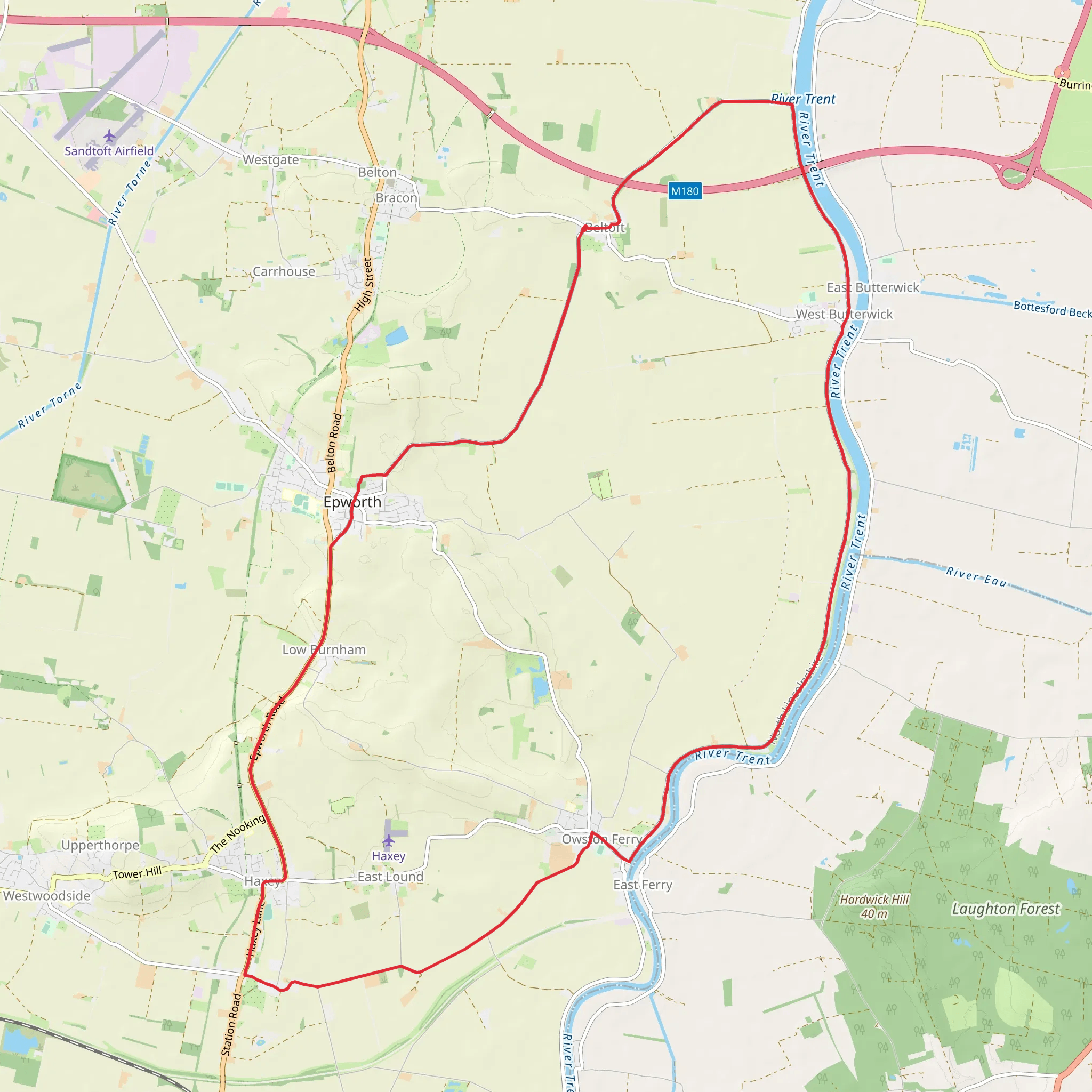 Beltoft and Owston Ferry and Haxey Loop via River Trent mobile static map
