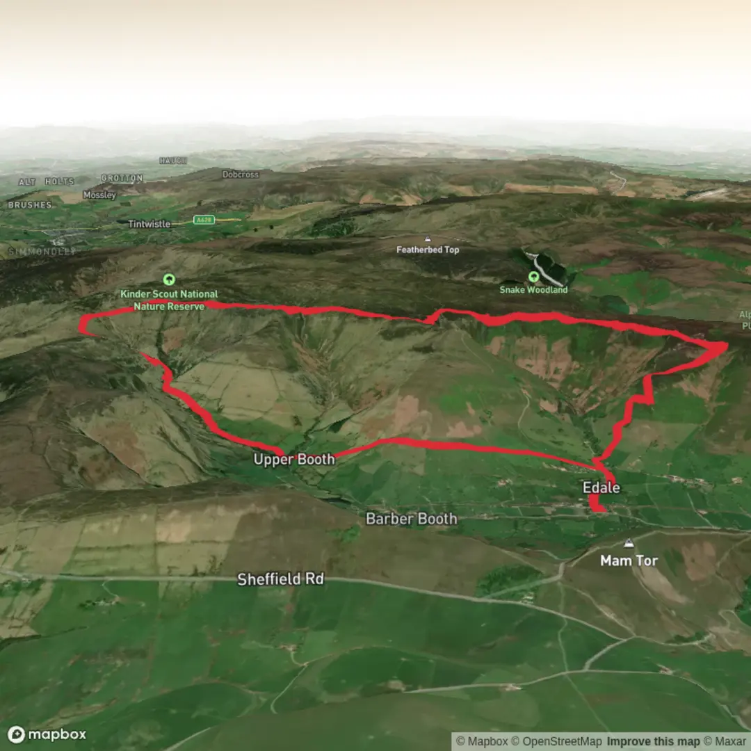 An image depicting the trail Kinder Southern Edge and its surrounding area.