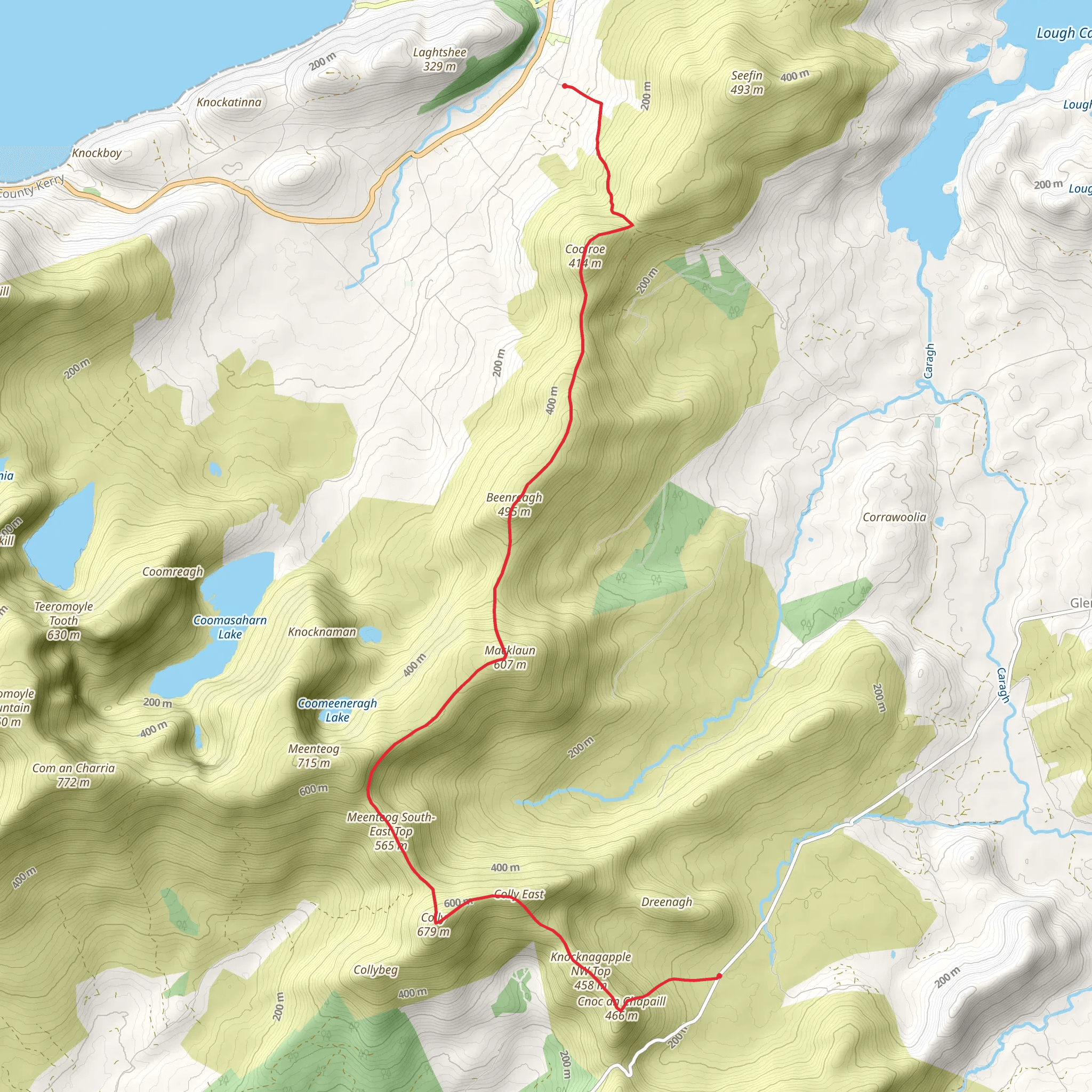Colly Peak to Glenbeigh Mountain mobile static map