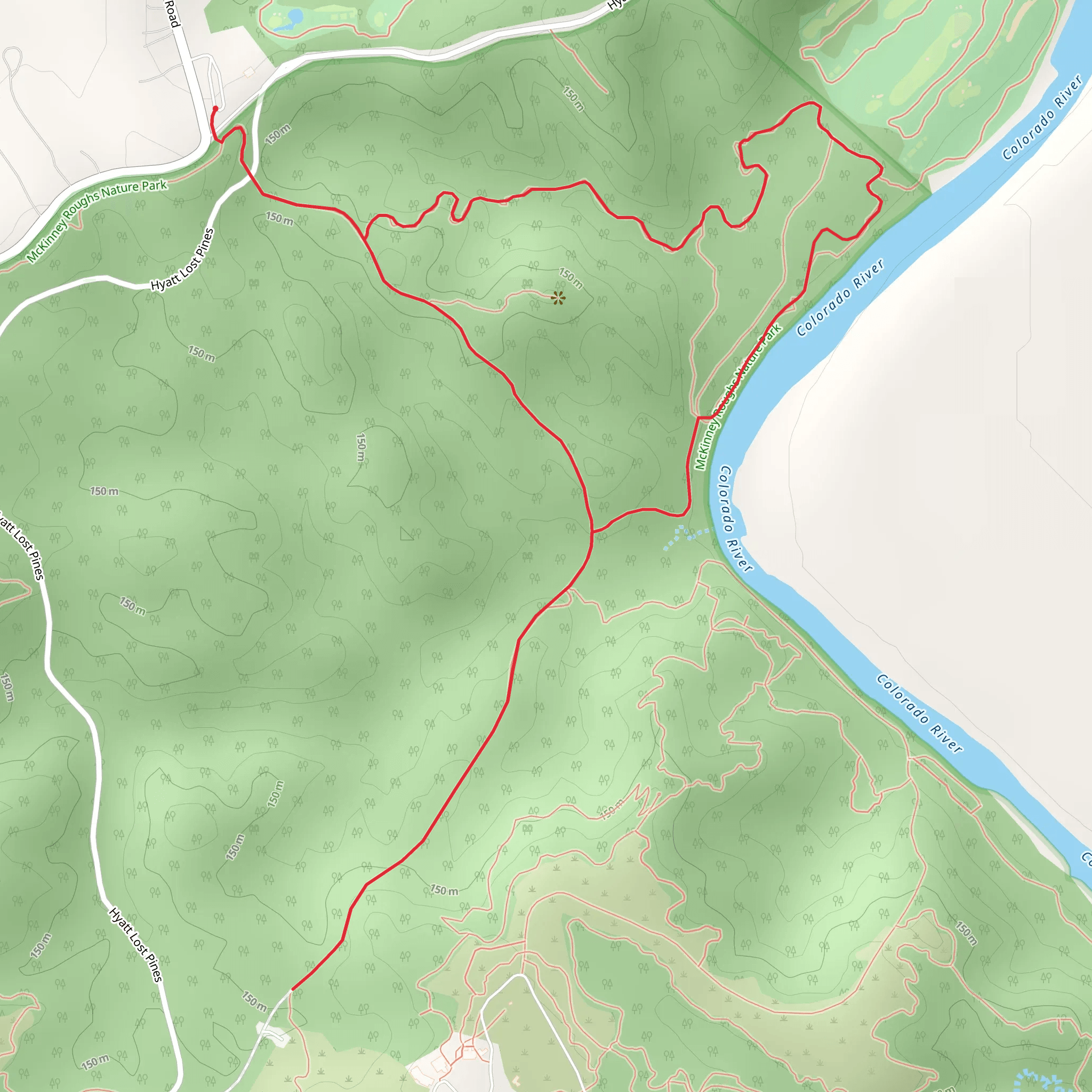 Colorado River and McKinney Roughs Nature Park mobile static map