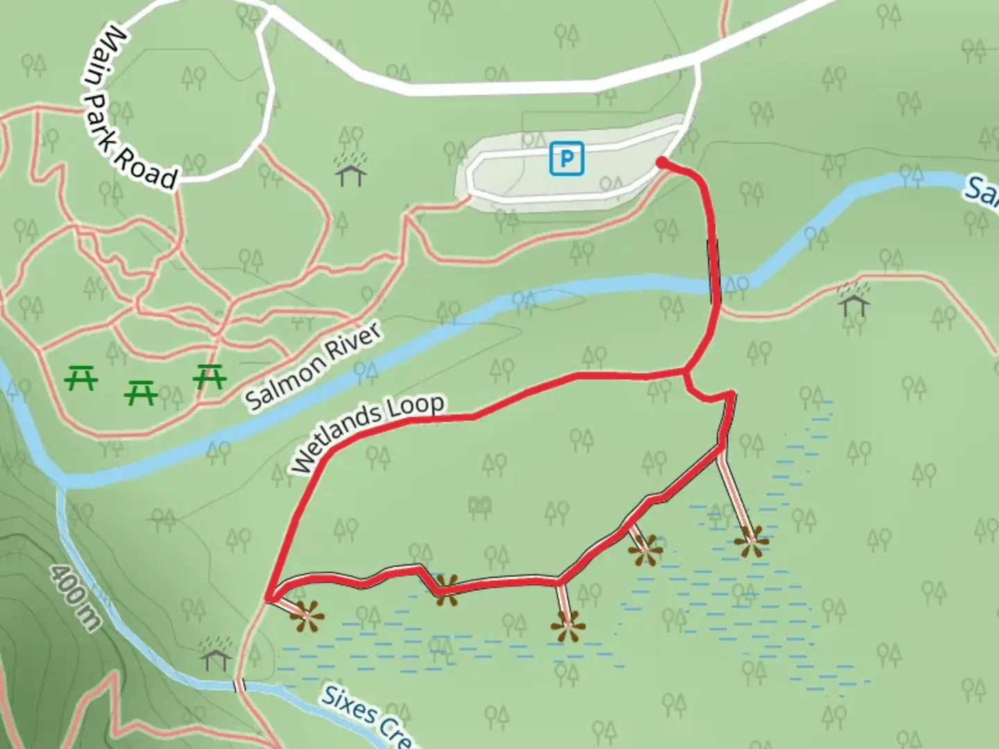 An image depicting the trail Boulder Ridge and Wetlands Loop Trail and its surrounding area.