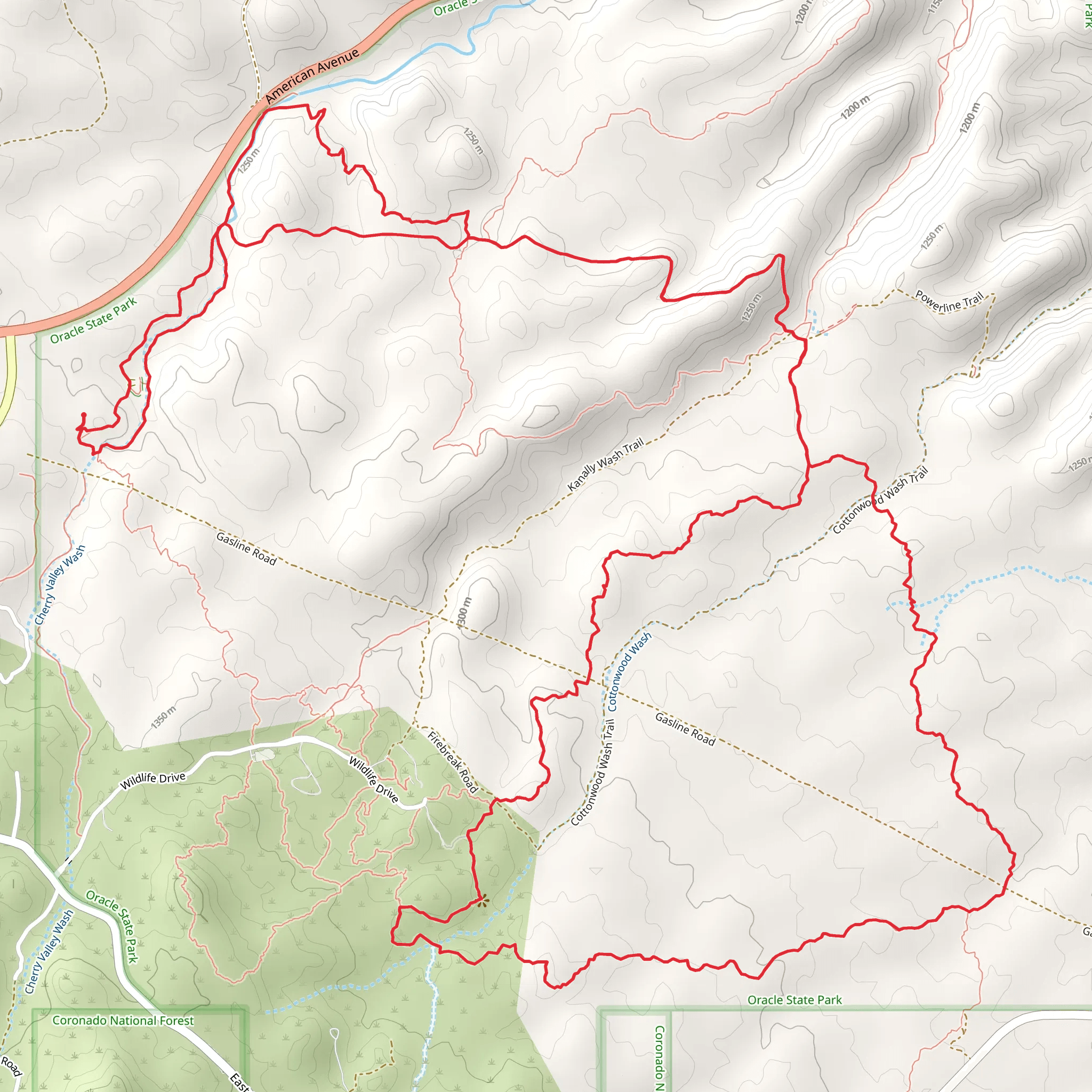 Cherry Wash - Powerline - Manzanita Loop Trail mobile static map