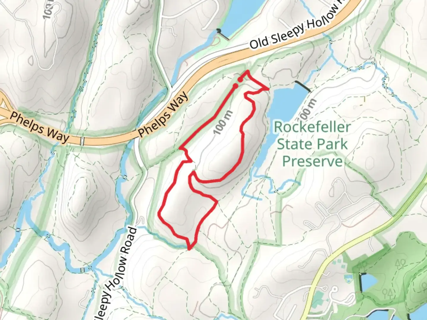 An image depicting the trail Rockefeller State Park Loop Trail and its surrounding area.