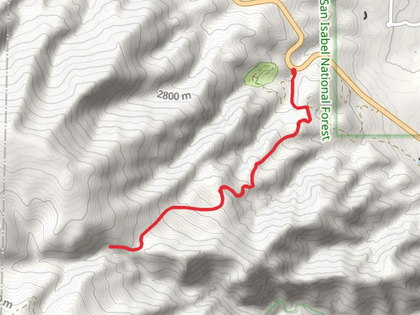 An image depicting the trail Millset Trail Out and Back and its surrounding area.
