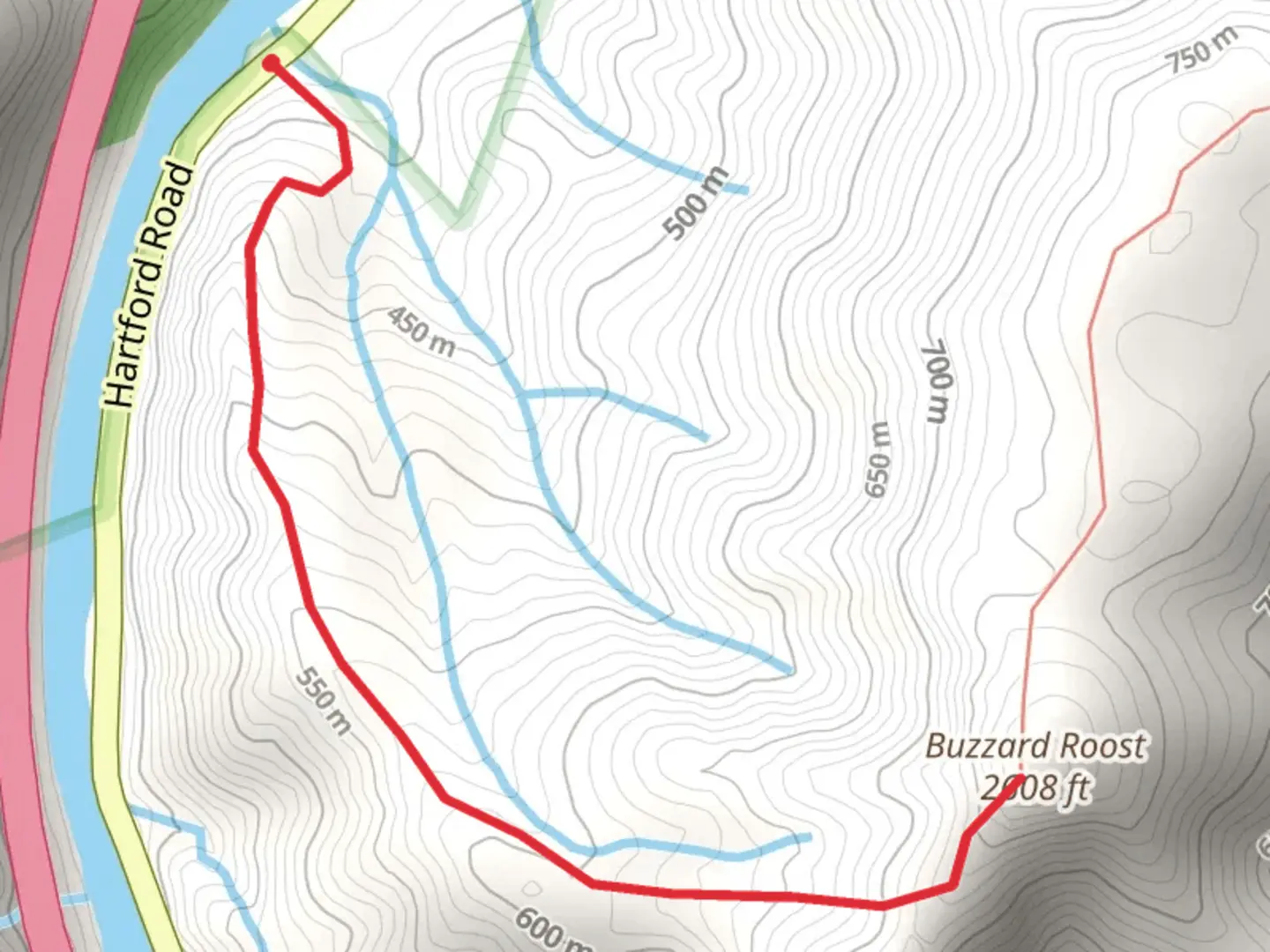 An image depicting the trail Buzzard Roost Out and Back and its surrounding area.