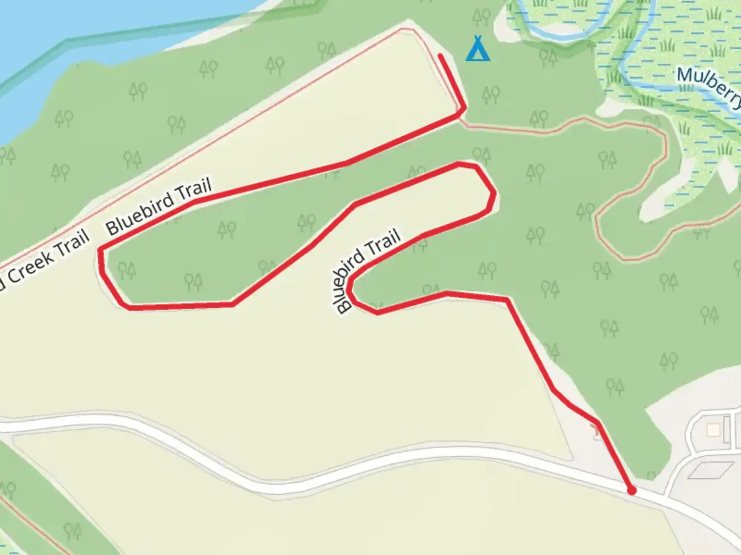 An image depicting the trail Bluebird Trail and its surrounding area.