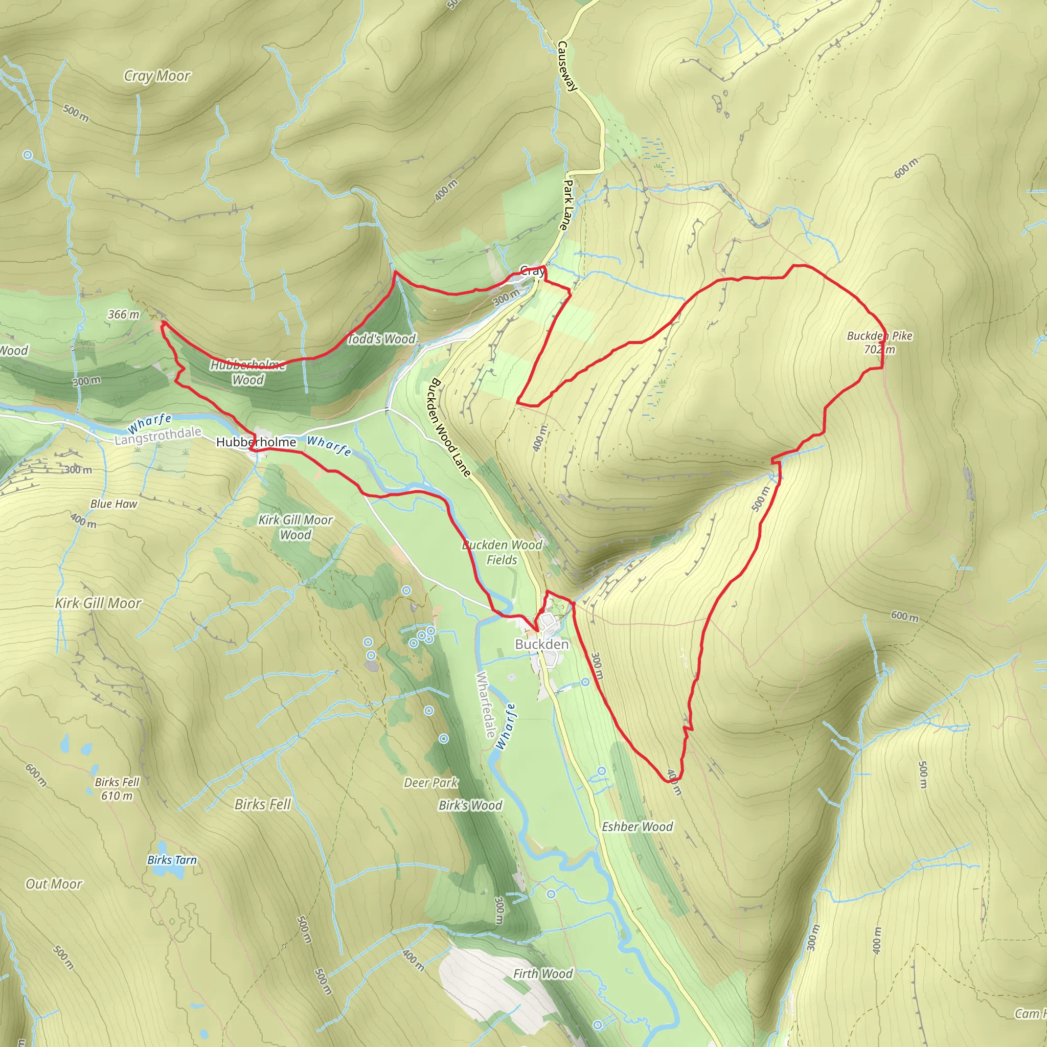Buckden Pike and Hubberholme mobile static map