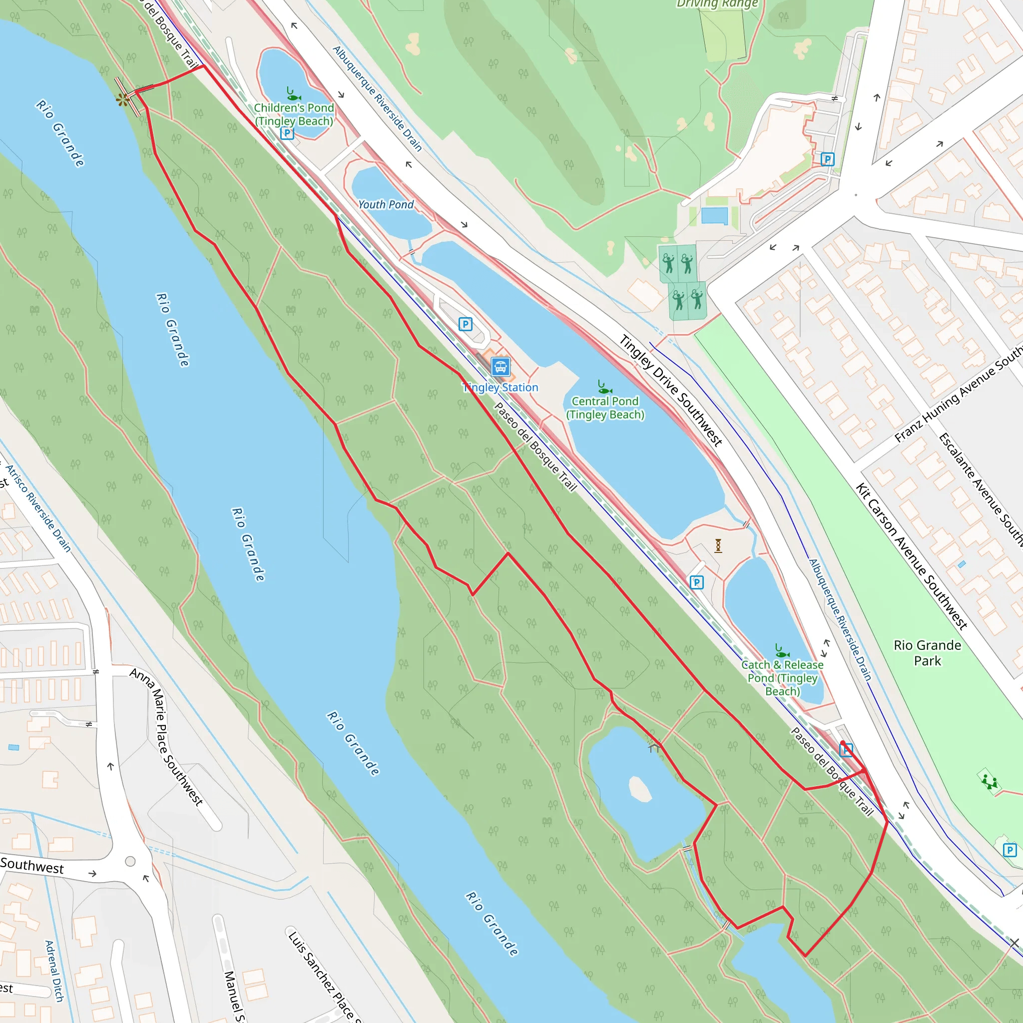 River Grande and Paseo Del Bosque Trail Loop mobile static map