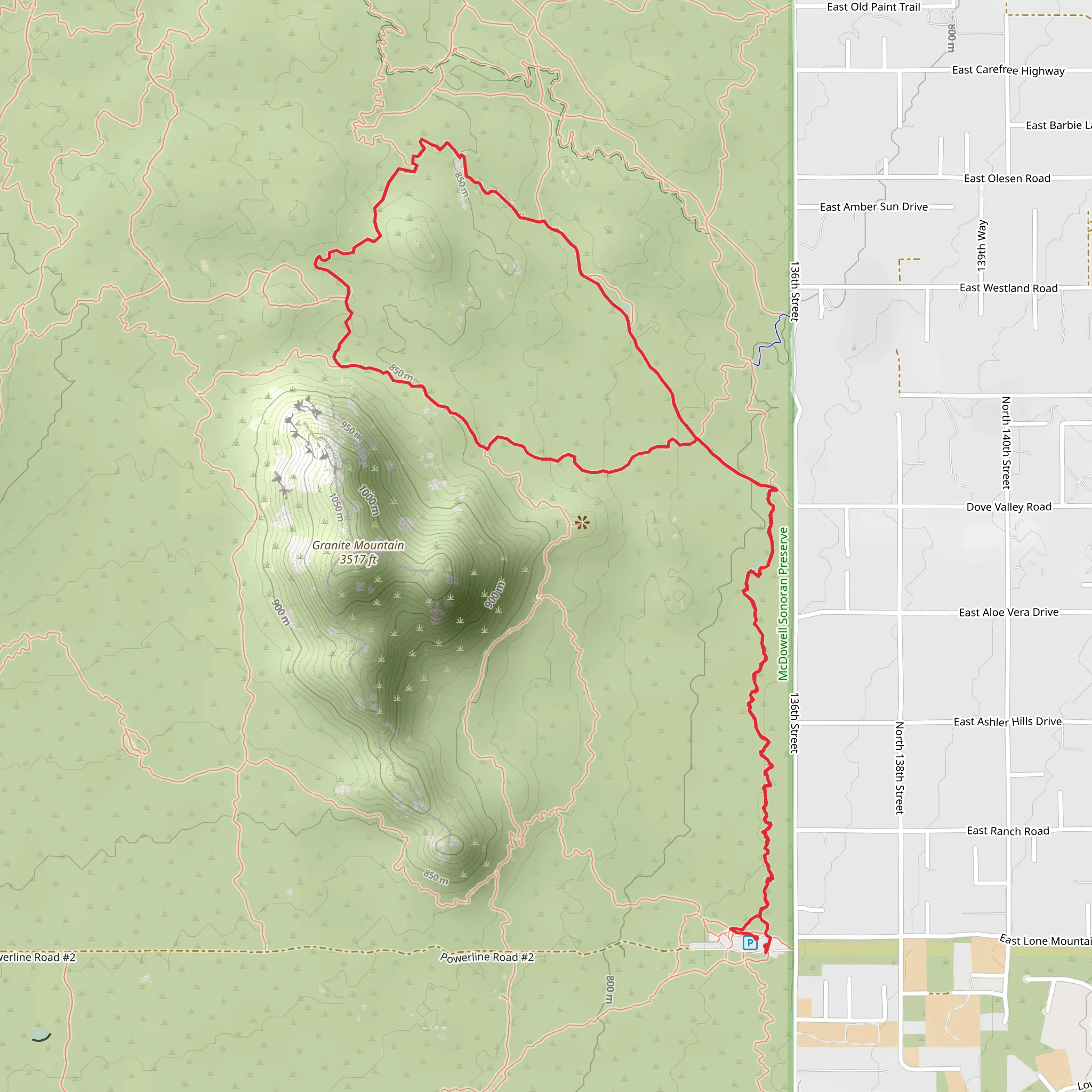 Maricopa Trail and Dove Valley Loop Trail mobile static map