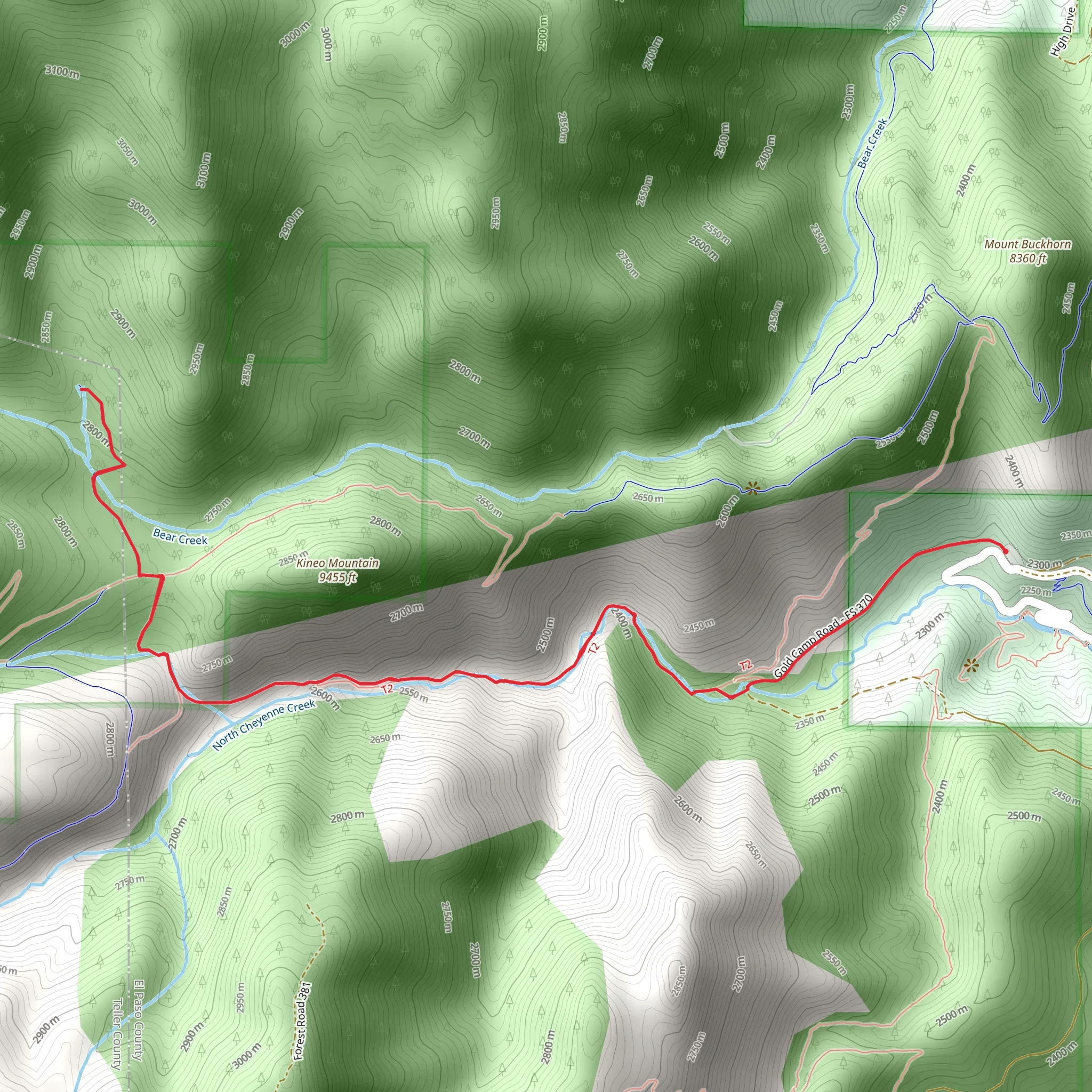 Bear Creek via Seven Bridges Trail mobile static map