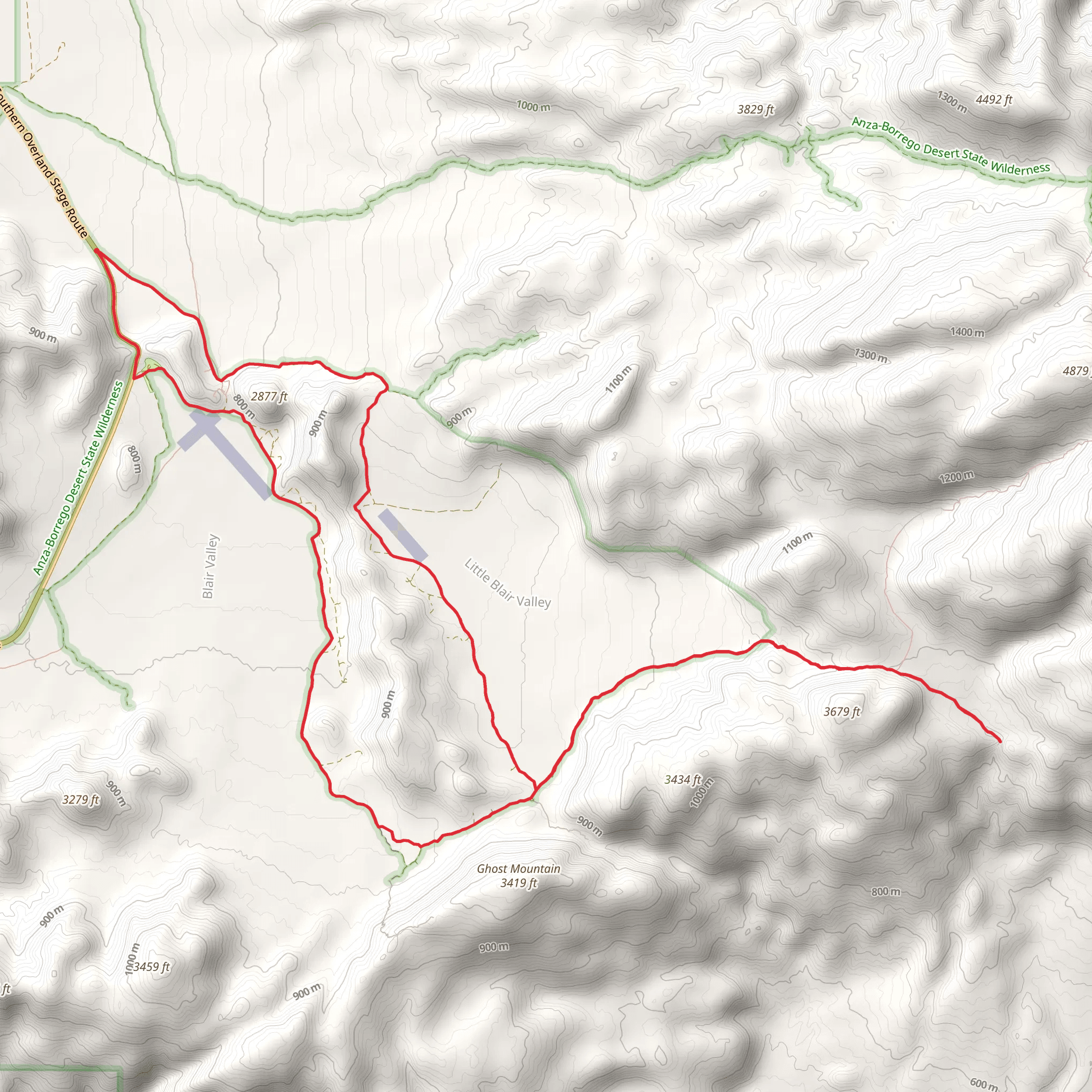 Little Blair Valley Road and Pictographs Road Loop mobile static map