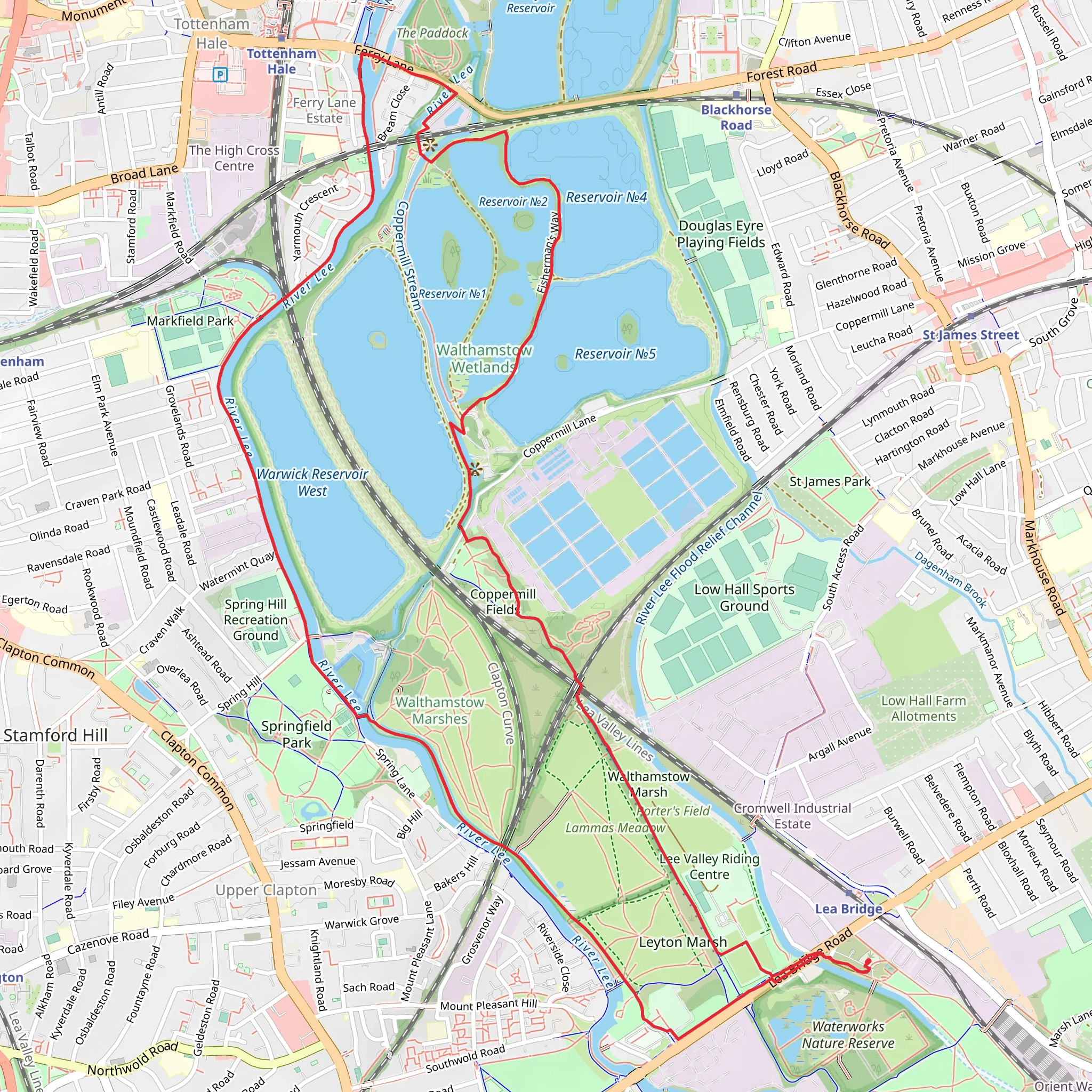 Walthamstow Wetlands Loop mobile static map