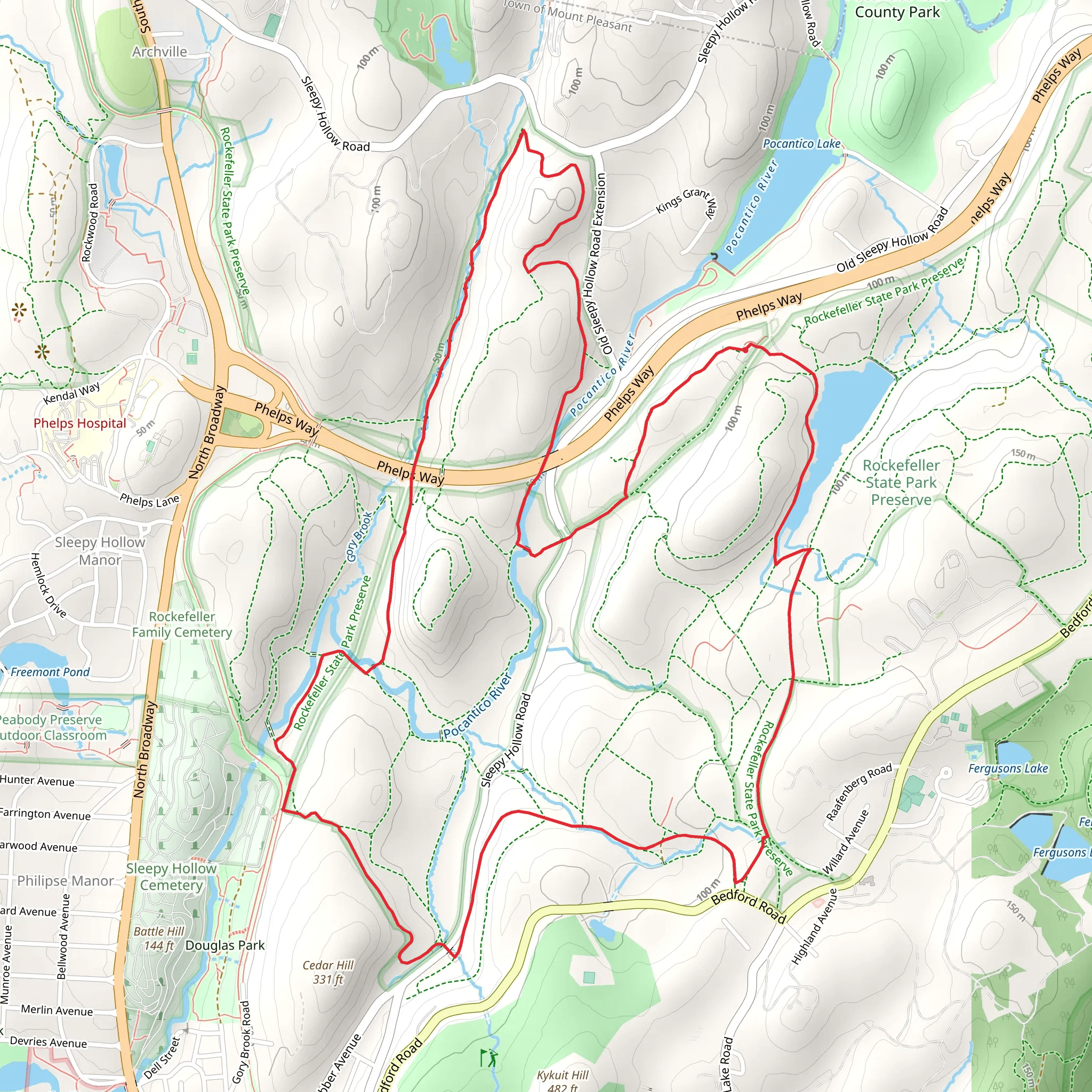 Swan Lake and Pocantico River Trail Loop mobile static map