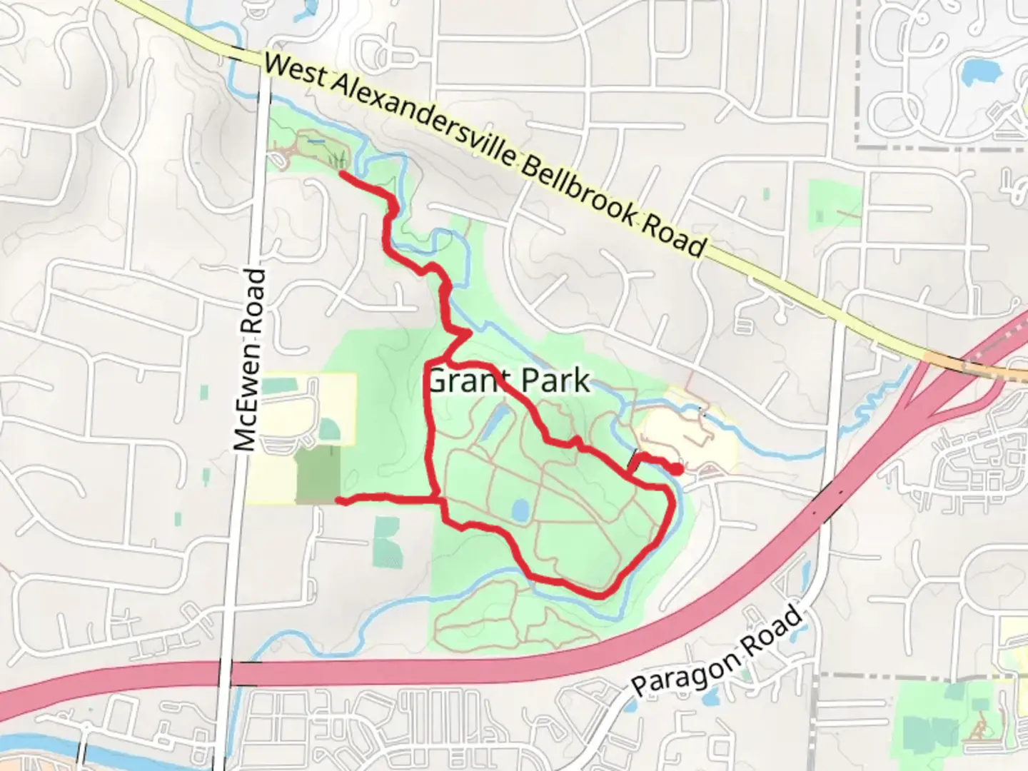 An image depicting the trail Grant Park - Hole's Creek Loop and its surrounding area.