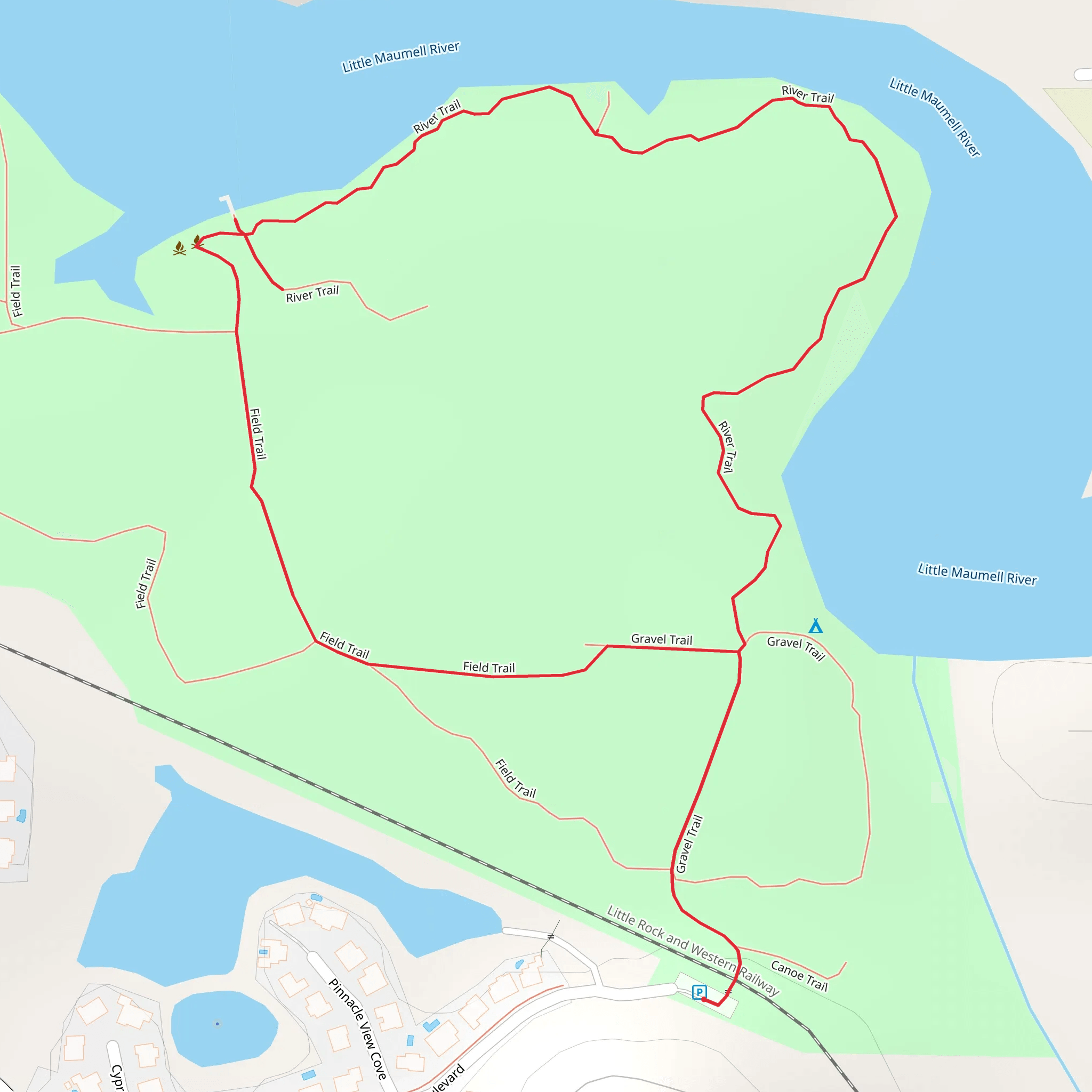 William Kirsch Preserve - Gravel - Field - River Loop Trail mobile static map