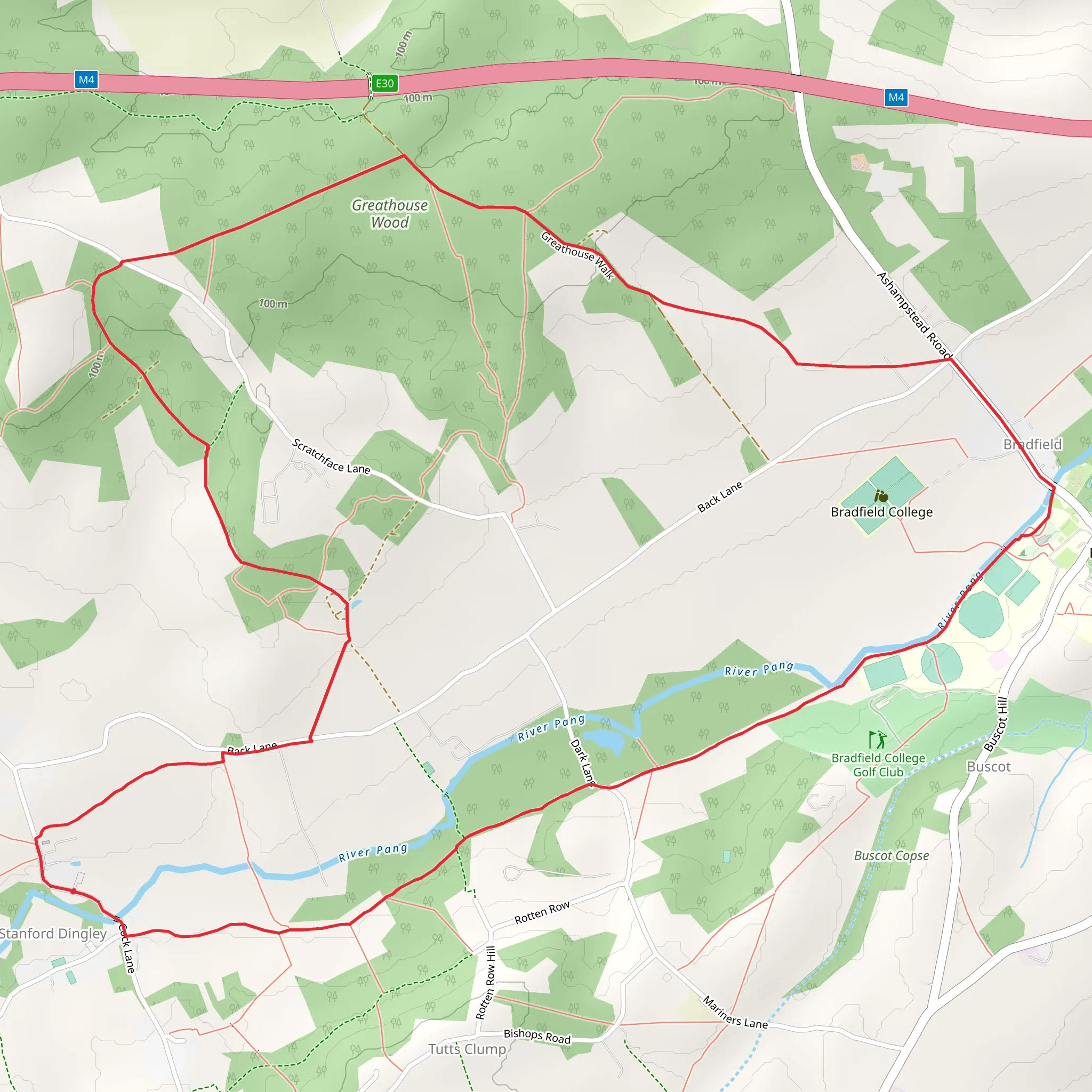 Greathouse Wood and Bradfield Loop mobile static map