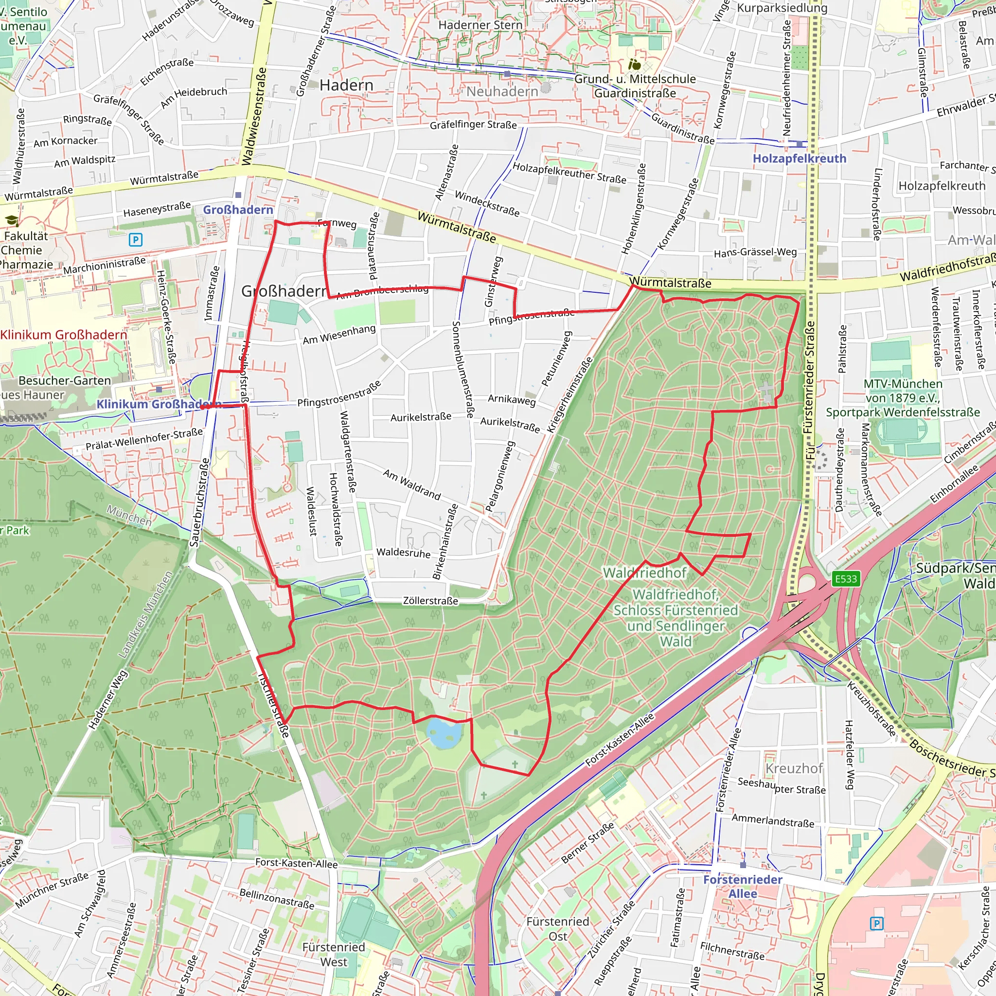 Waldfriedhof Loop mobile static map
