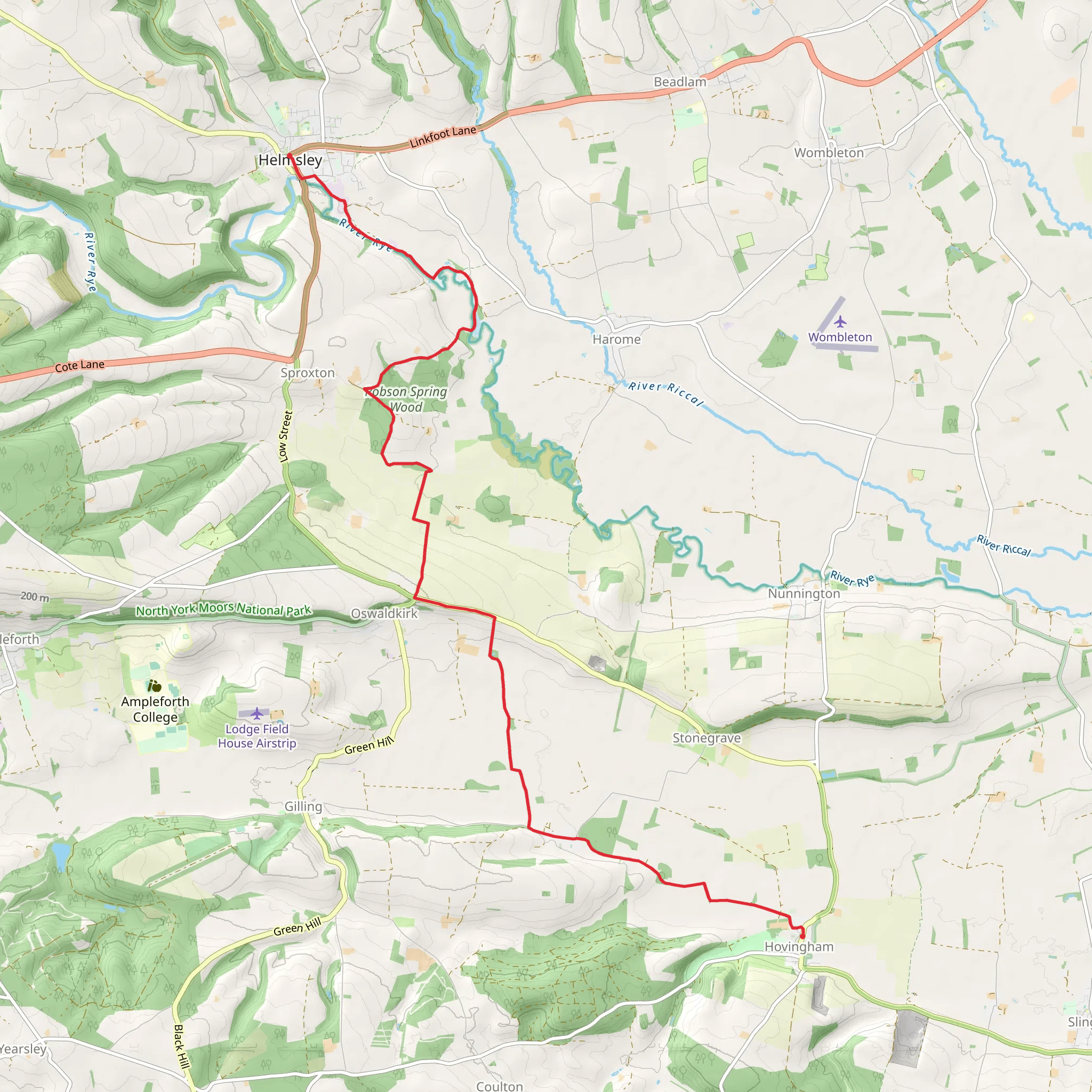 Helmsley to Hovingham Walk mobile static map