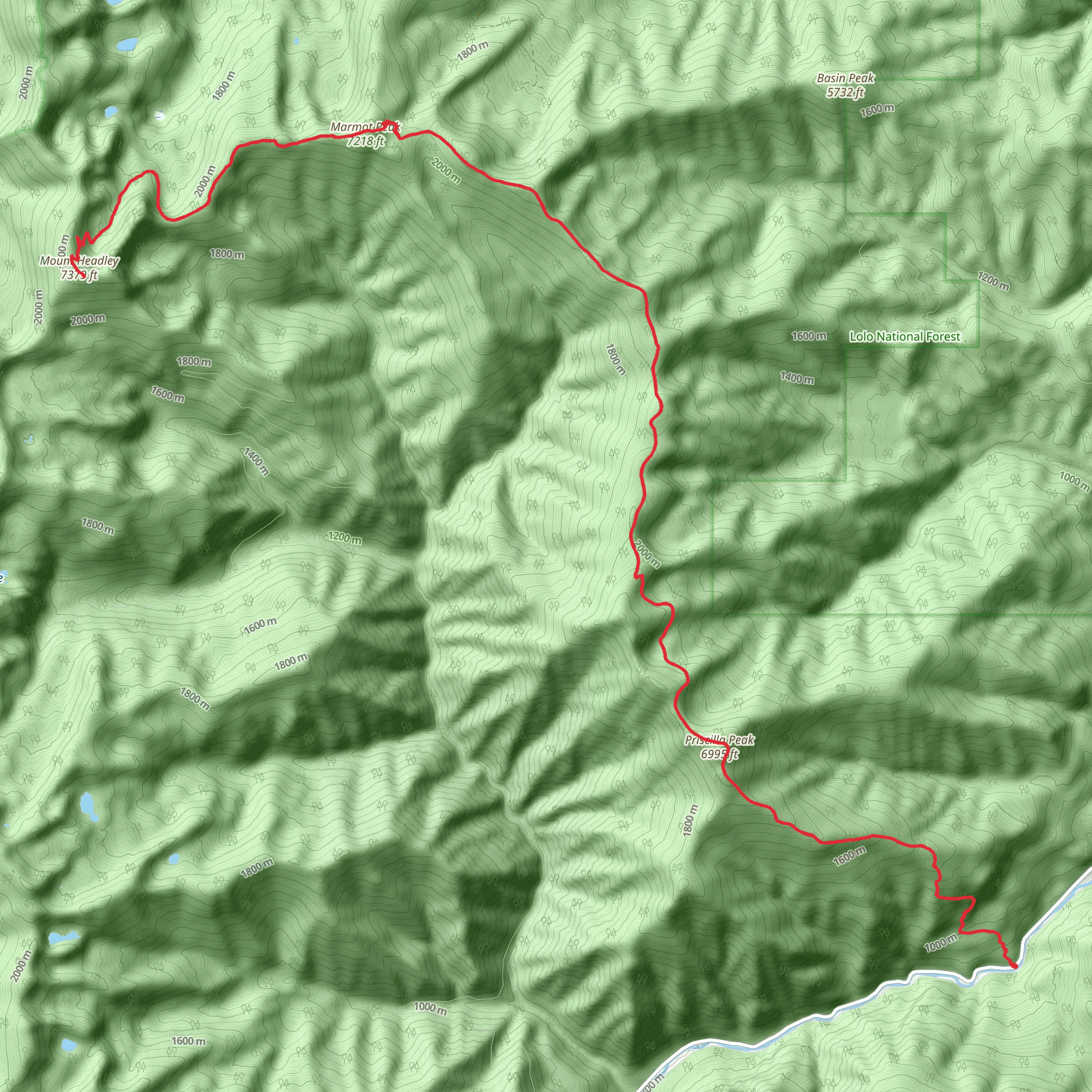 Sundance Ridge Trail mobile static map