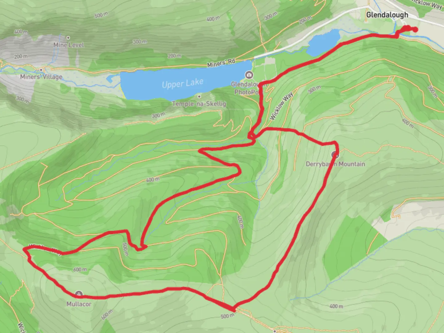 An image depicting the trail Derrybawn Night hike and its surrounding area.