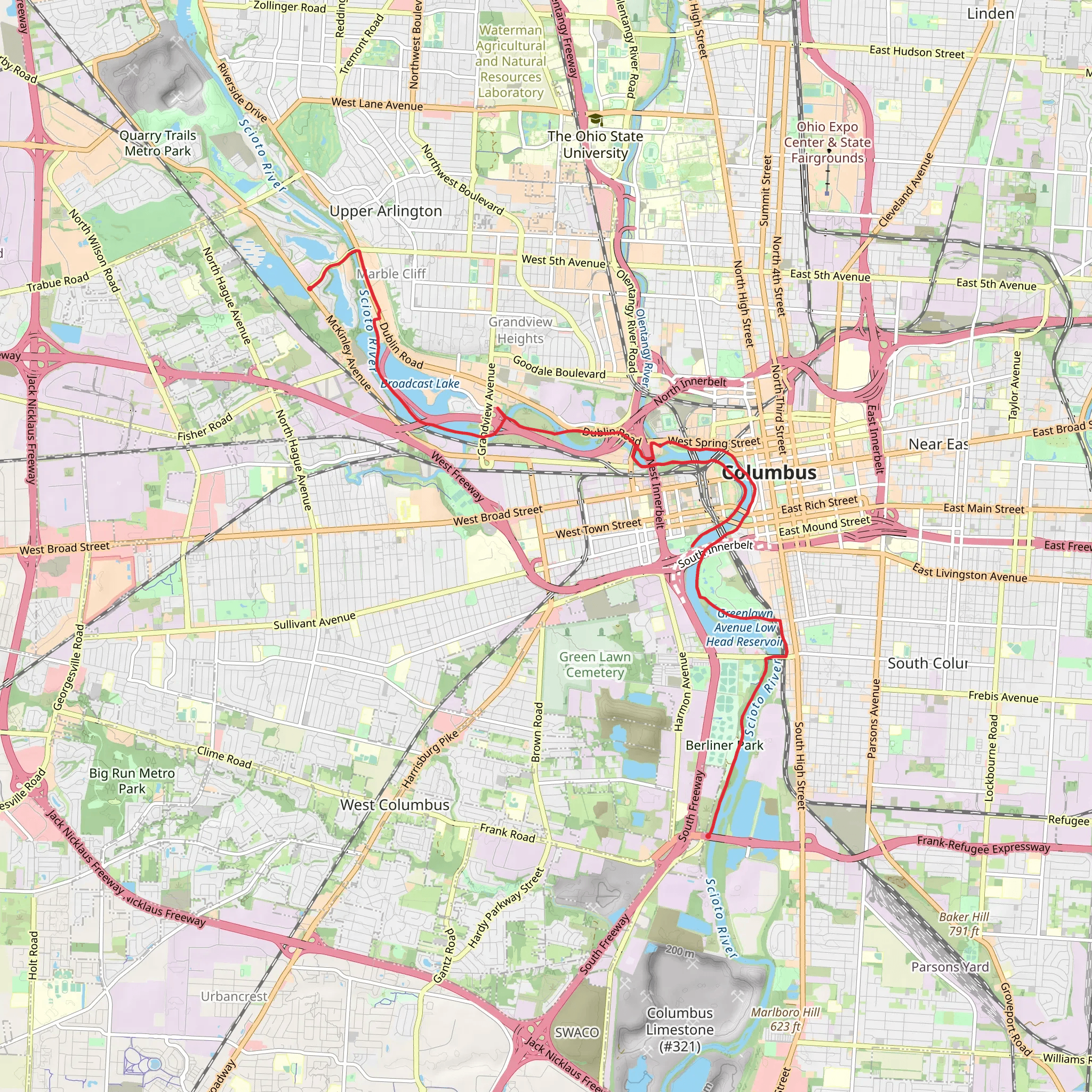 Scioto Greenway Trail mobile static map