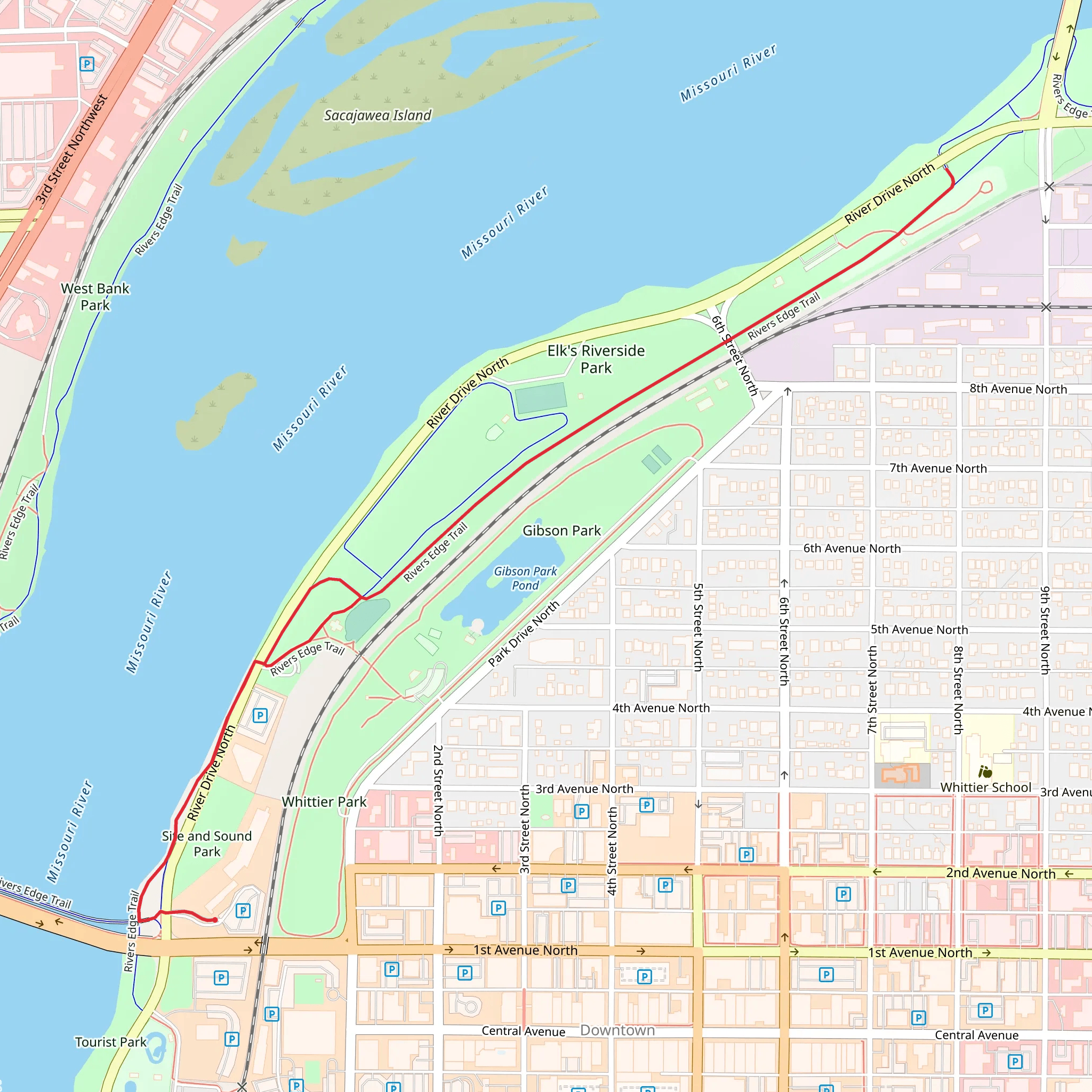 Elk's Riverside Park - Rivers Edge Trail mobile static map