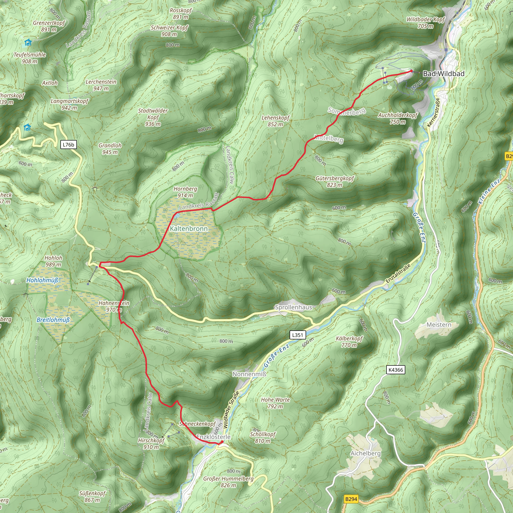 Enzklosterle to bad Wildbad Walk mobile static map