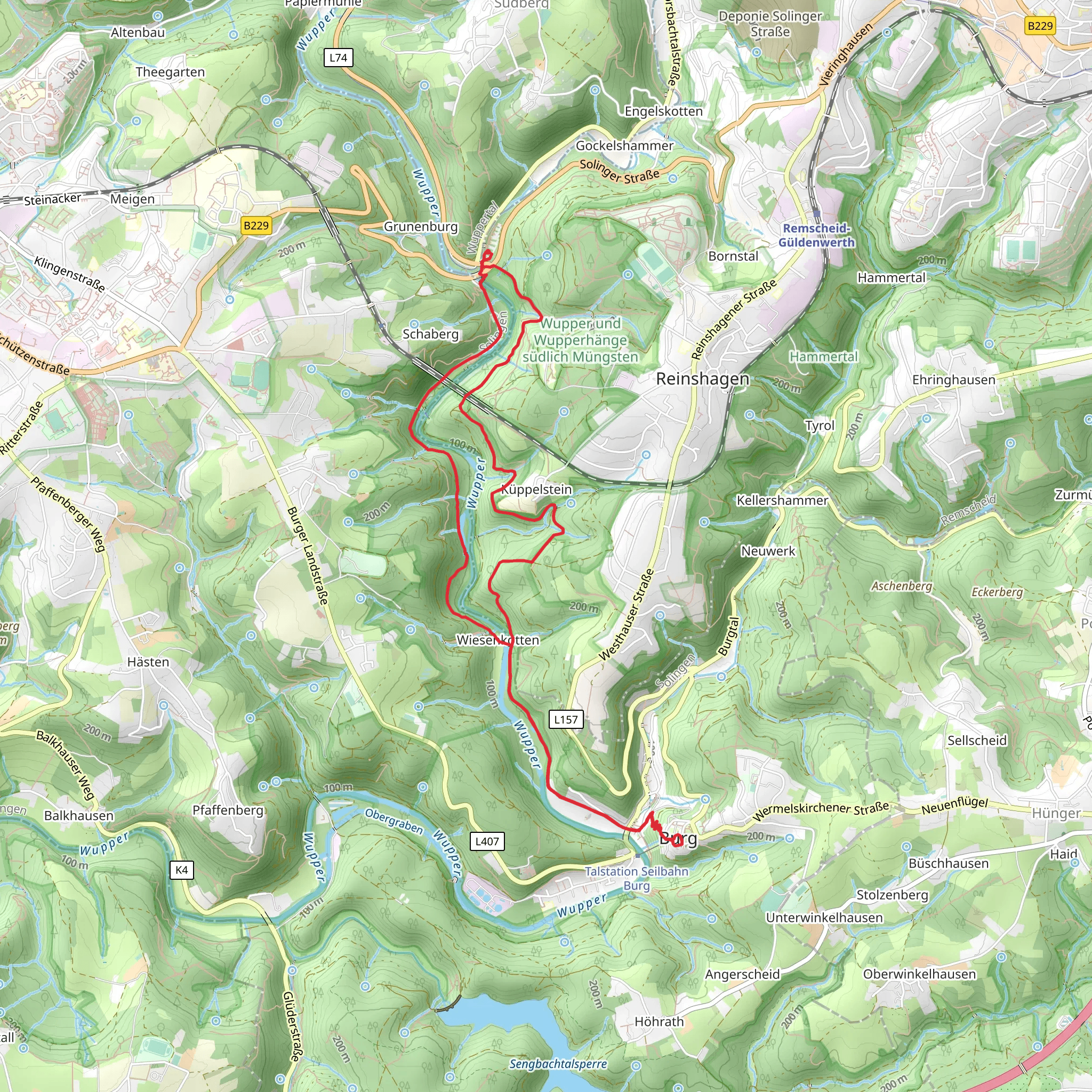 Wupper via Roentgenweg R and Erlebnisweg Wupper mobile static map