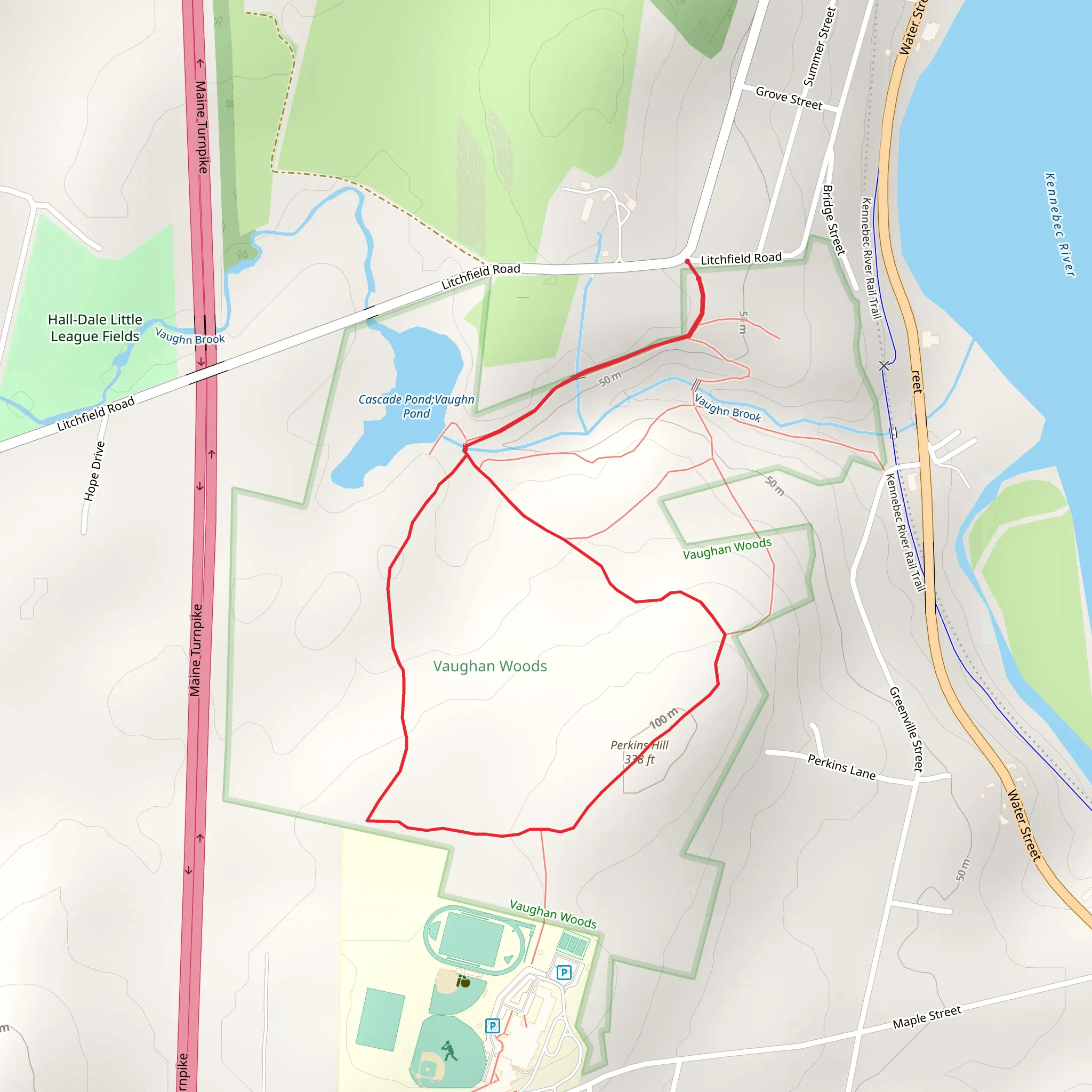 Perkins Hills and Cascade Pond Loop mobile static map