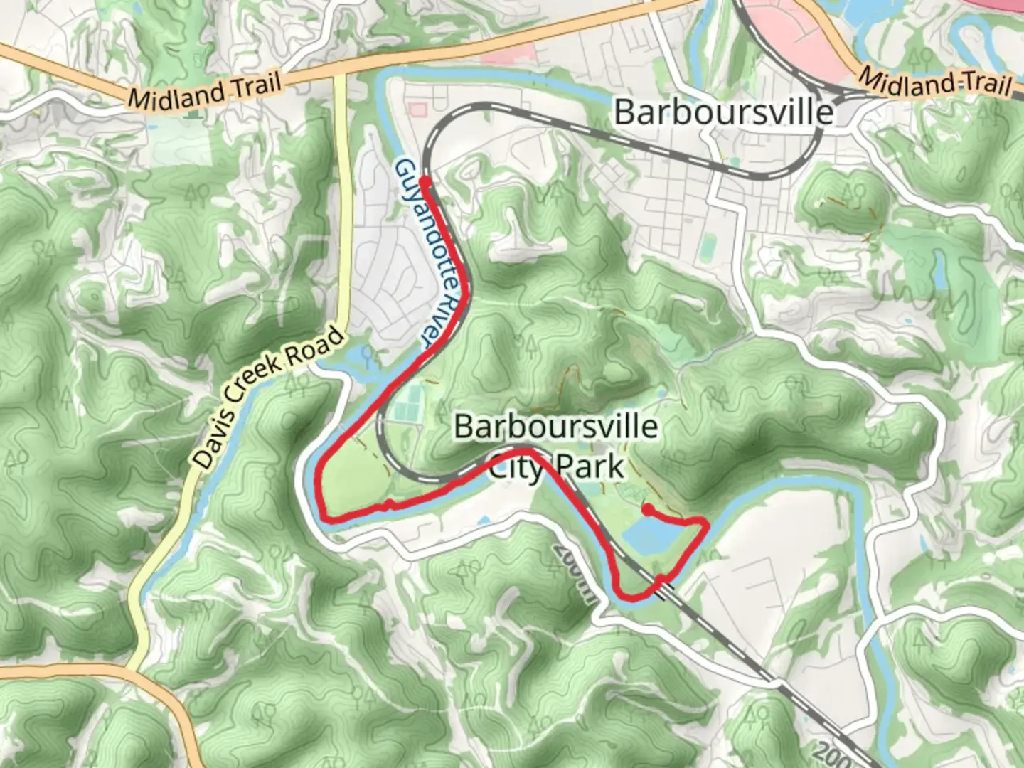An image depicting the trail River Trail from Lake Williams and its surrounding area.