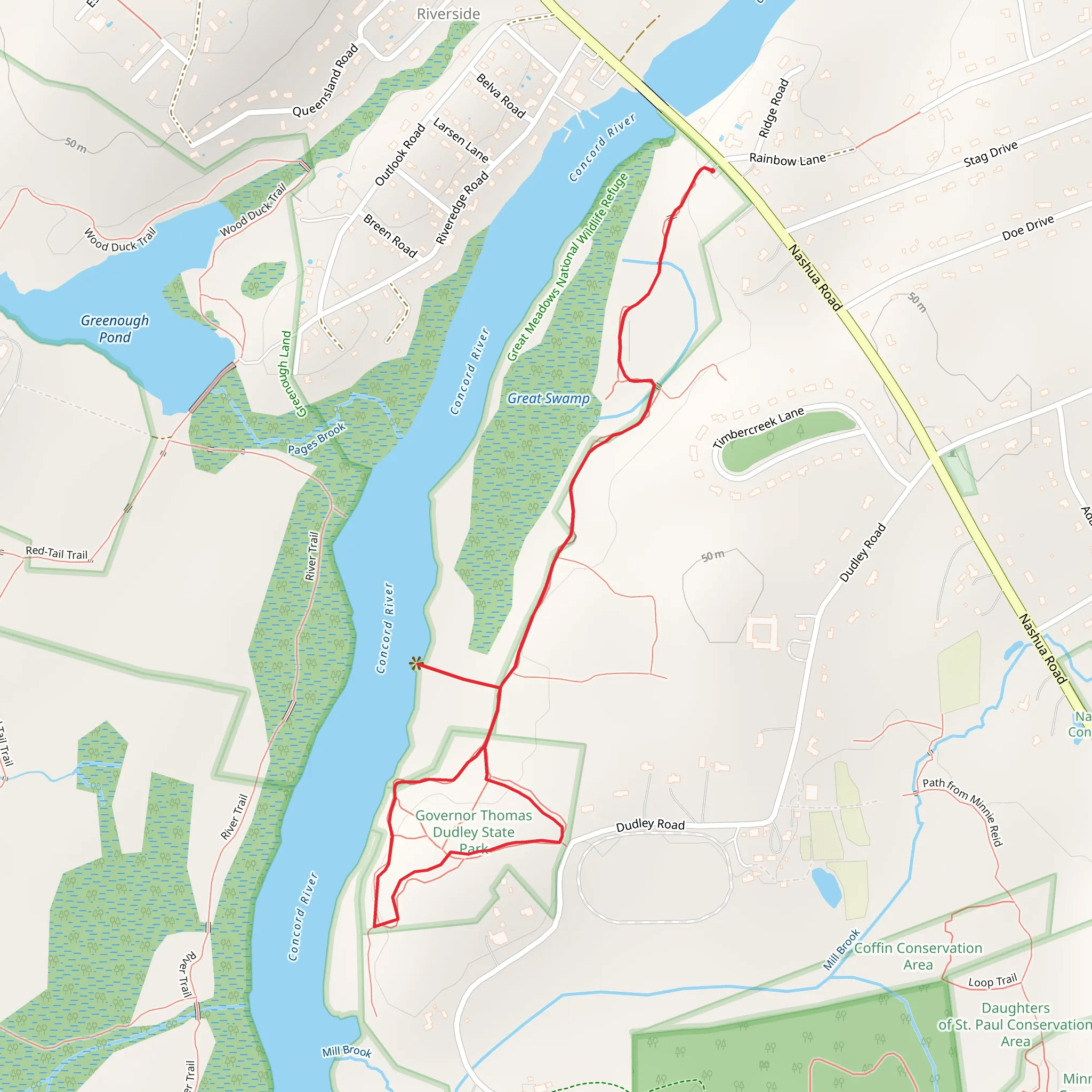 Great Meadows Dudley Trail mobile static map