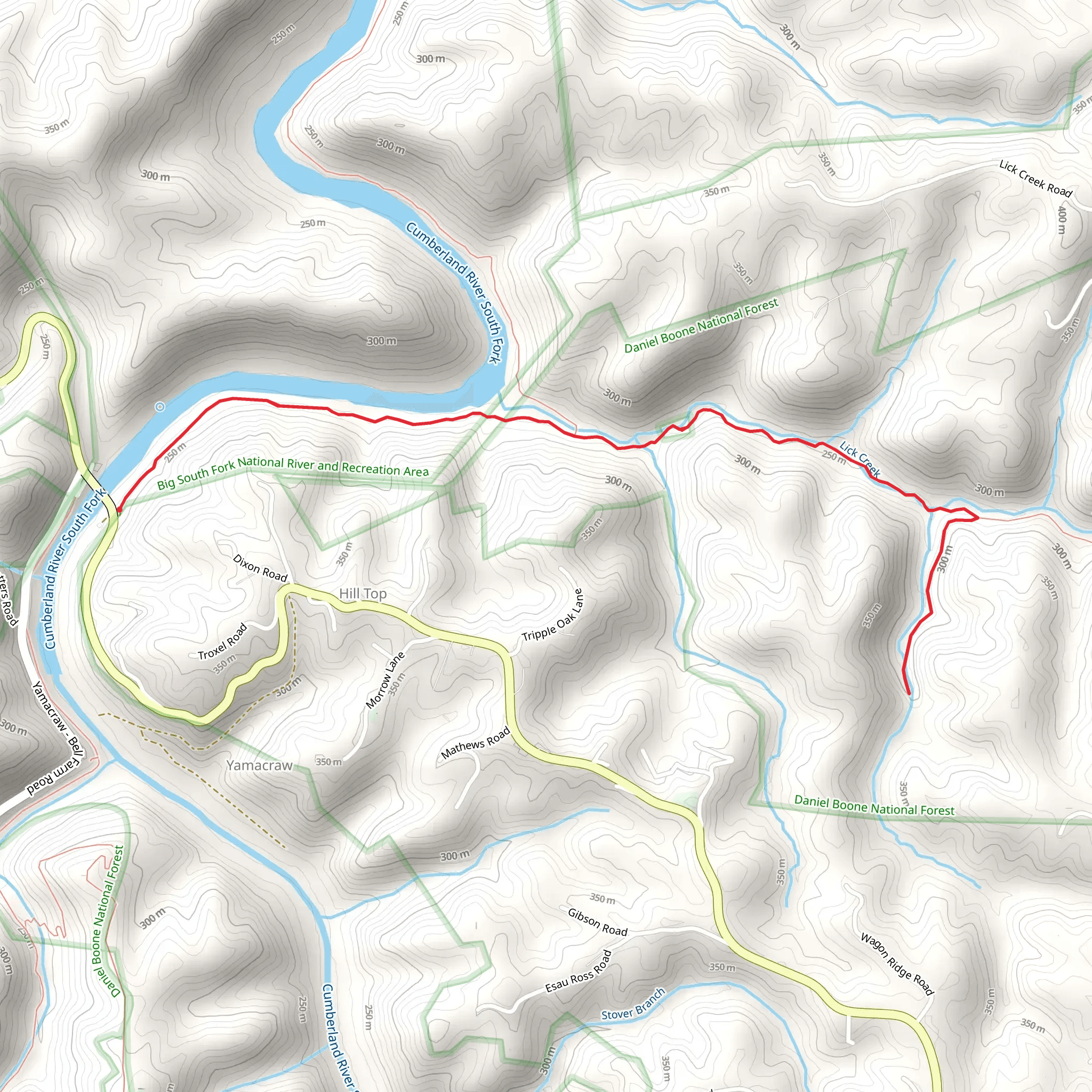 Sheltowee Trace Trail and Lick Creek Trail mobile static map