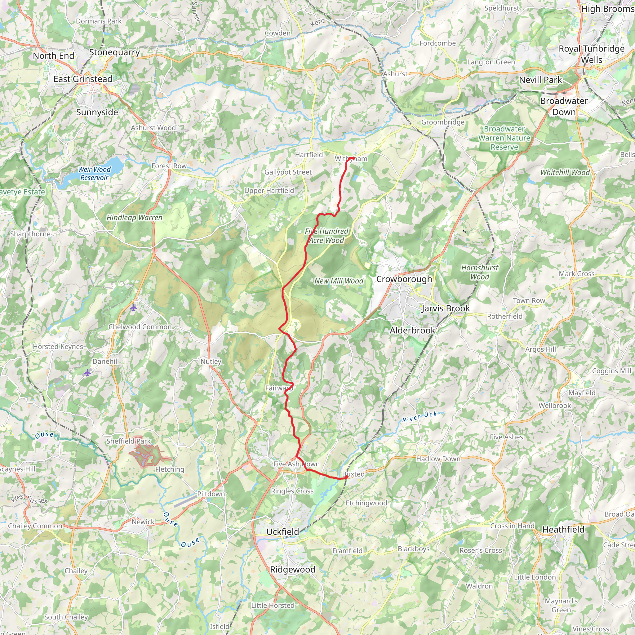 Withyham to Buxted Walk mobile static map