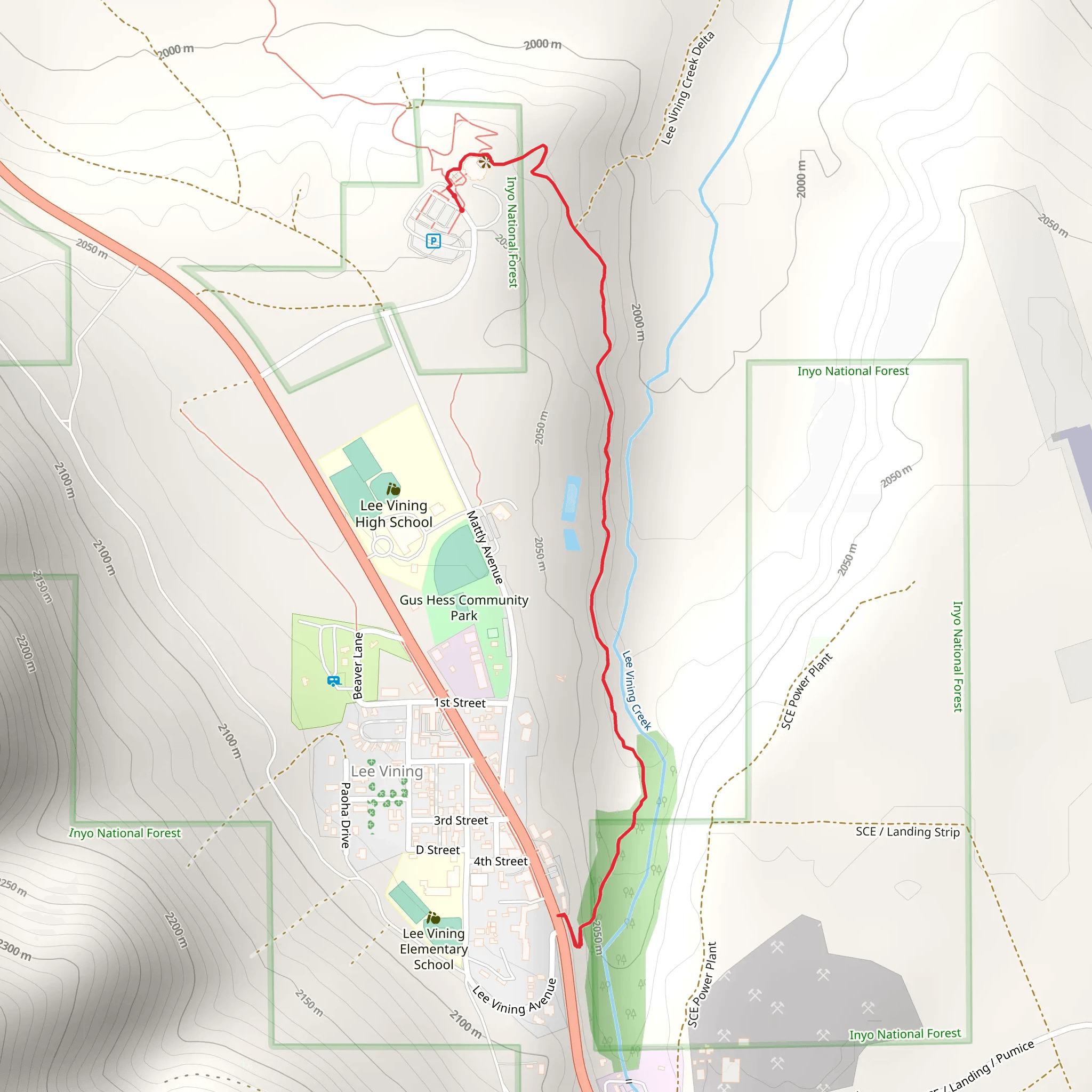 Lee Vining Creek Trail mobile static map