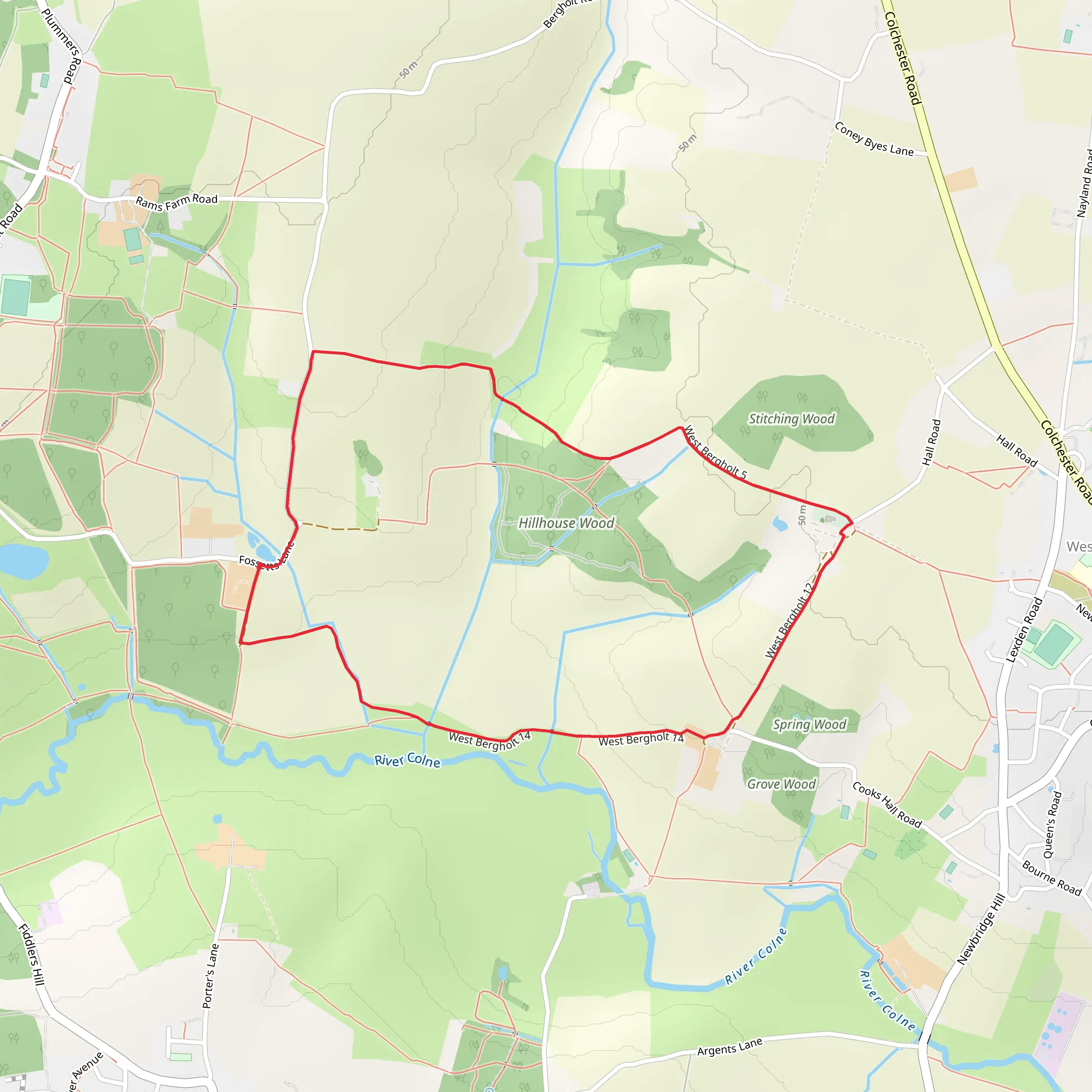 West Bergholt Loop mobile static map