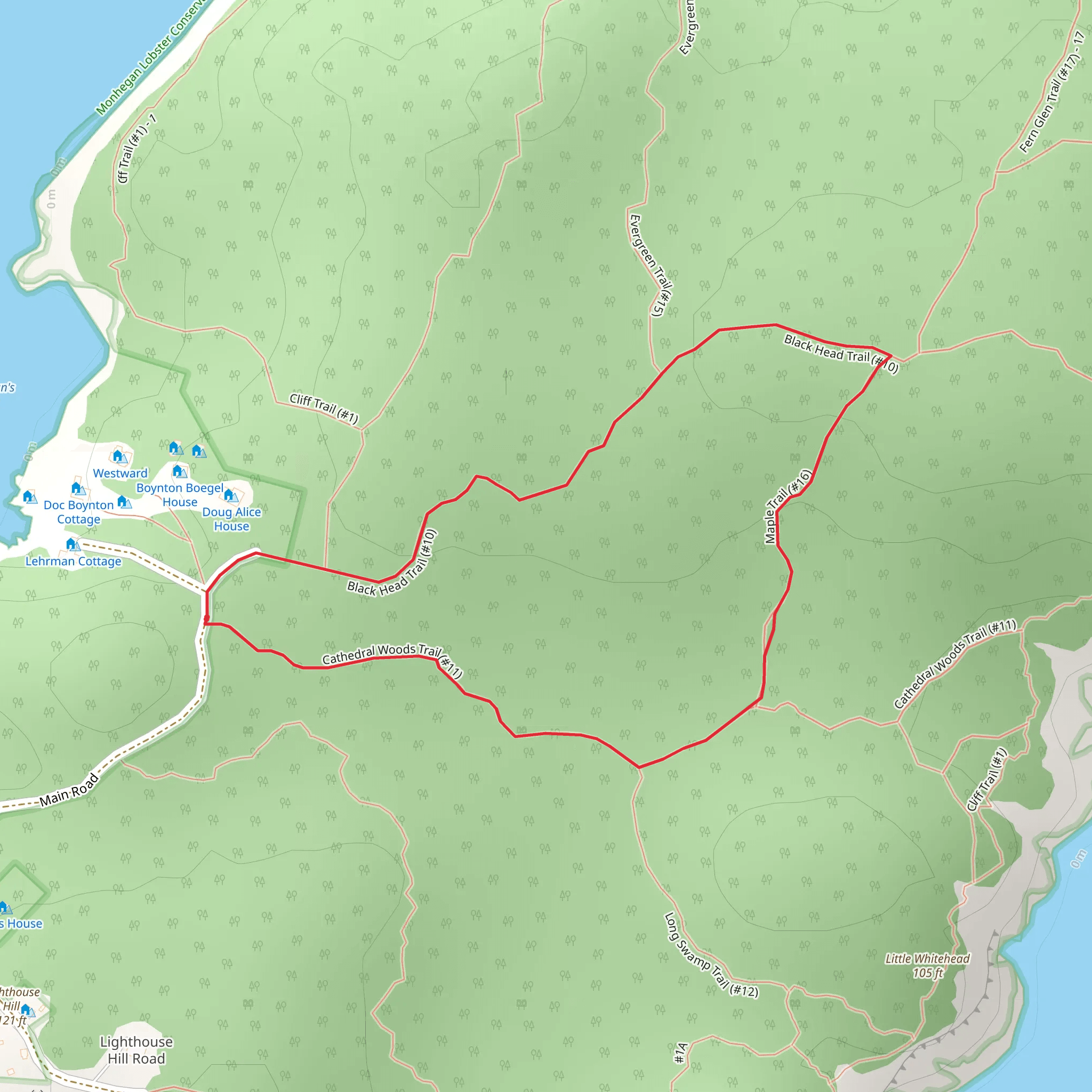Monhegan Island Loop via Black Head and Maple Trail mobile static map