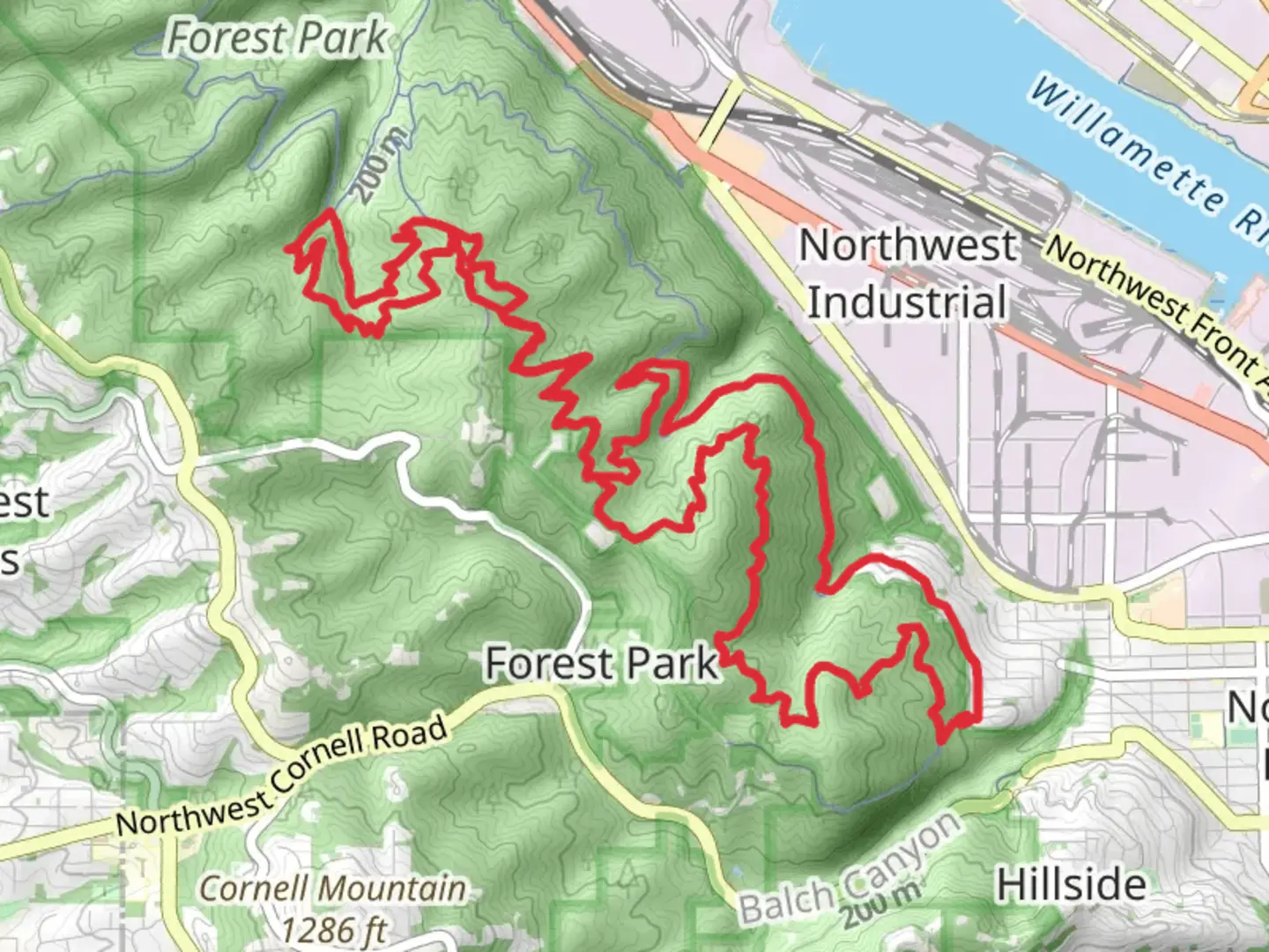 An image depicting the trail Wildwood, Nature and Northwest Leif Erikson Drive Loop Trail and its surrounding area.