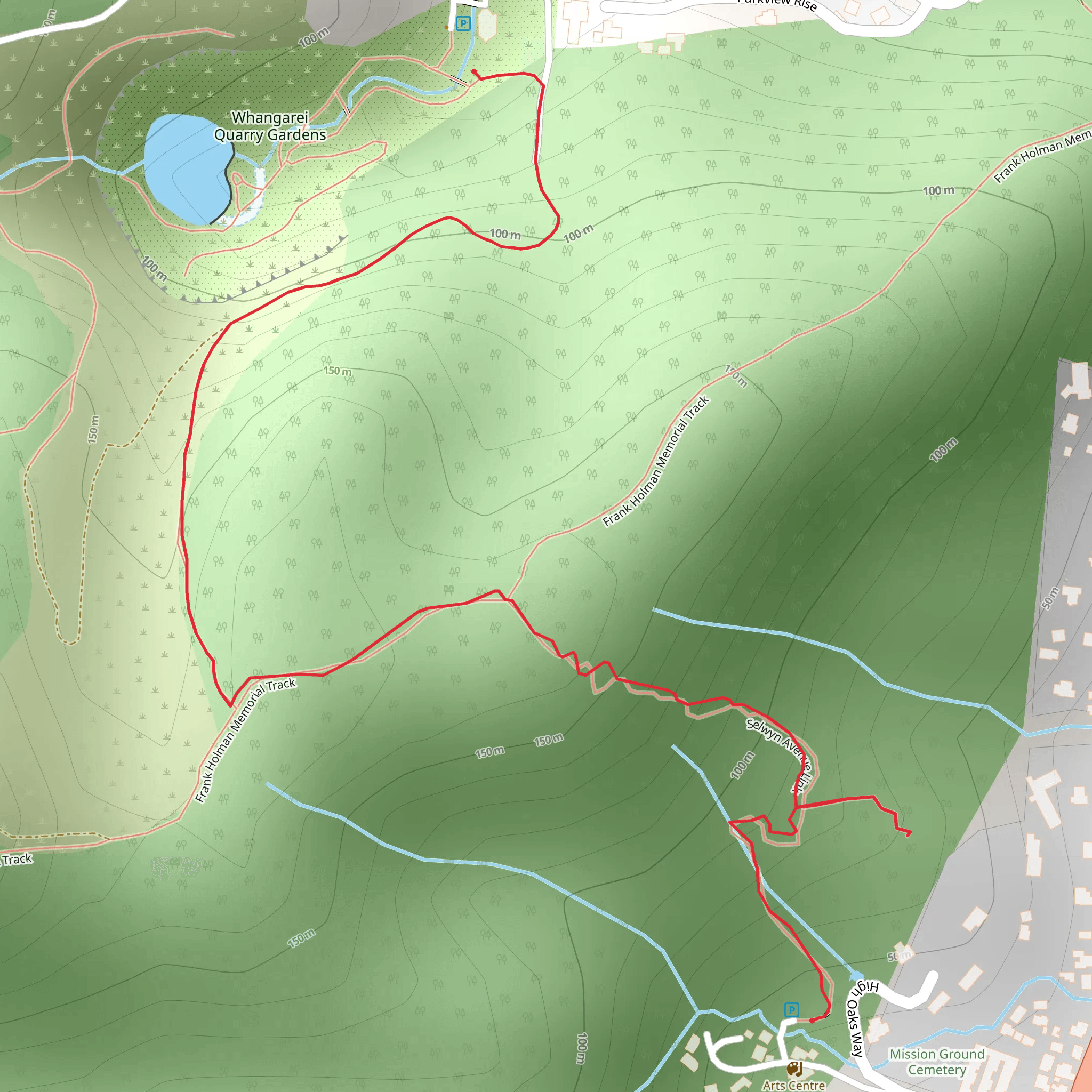 Quarry Gardens to Selwyn Ave via Pa Site mobile static map