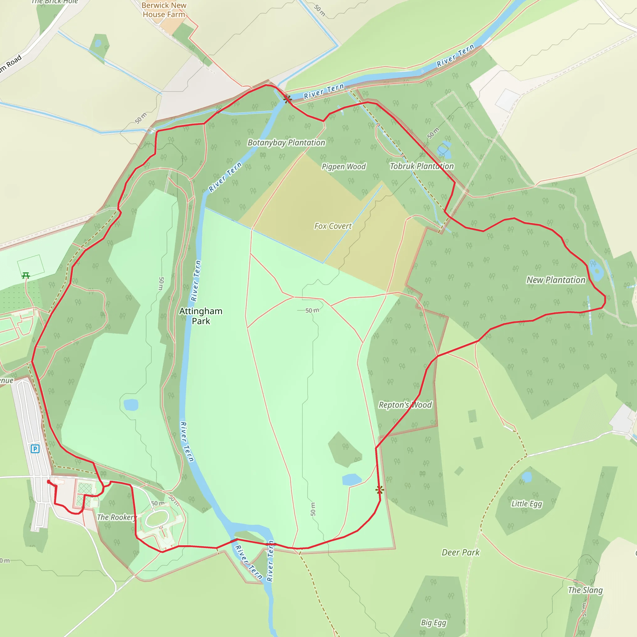 National Trust Attingham Park Loop mobile static map