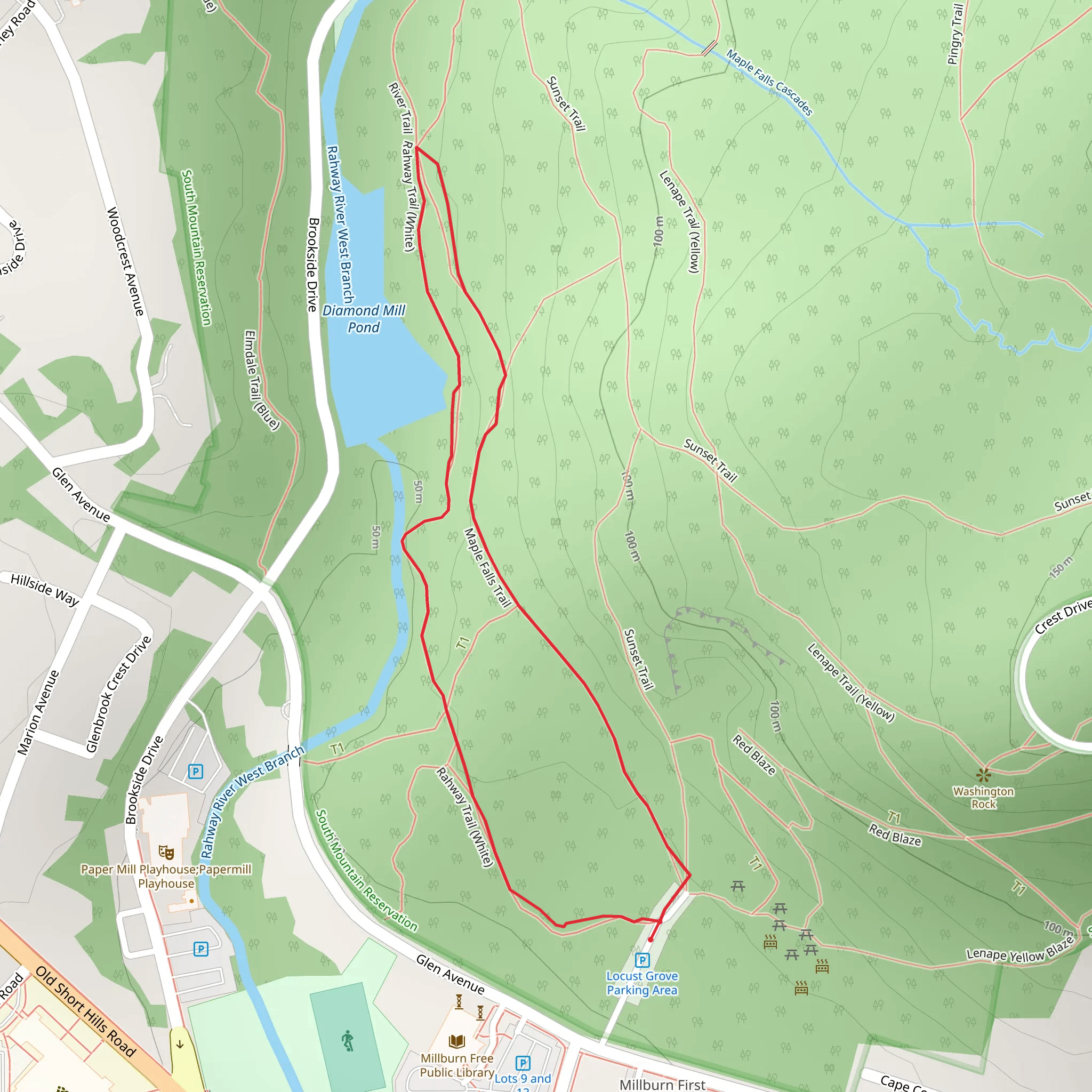 Maple Falls and Rahway Loop Trail mobile static map